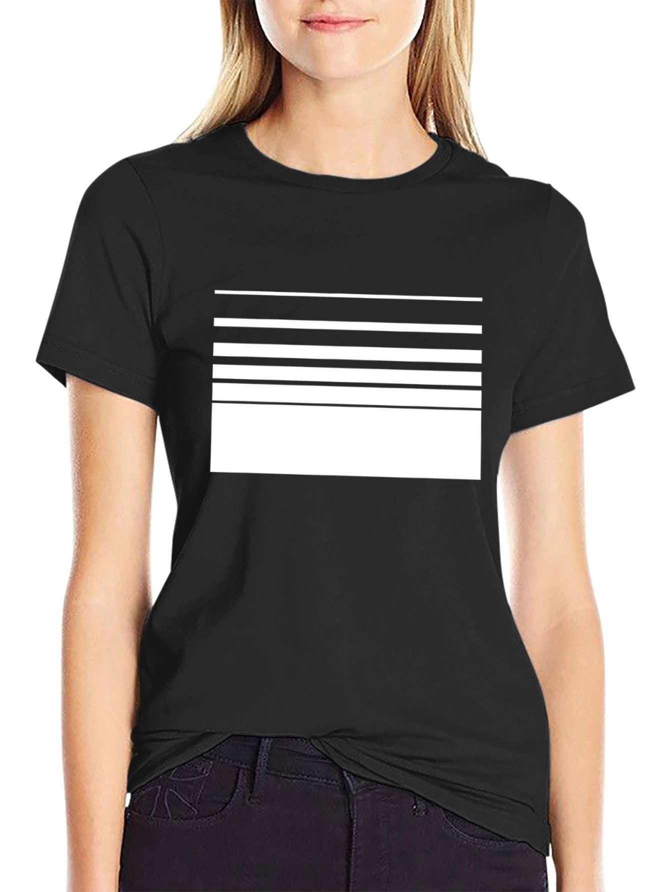 Black Modern Stripe Graphic Tee - Black view 2
