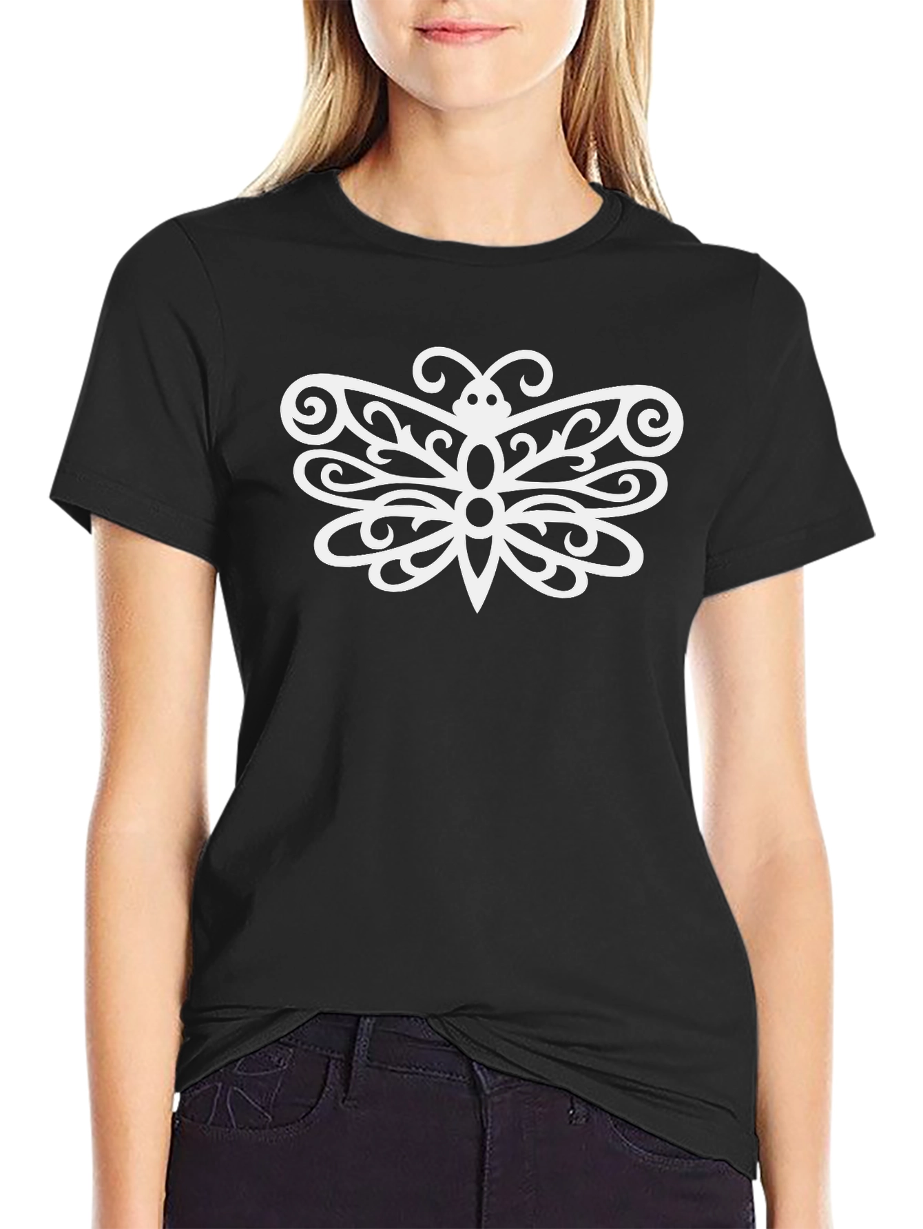 Black Butterfly Graphic Tee - Stylish Black T-Shirt view 2