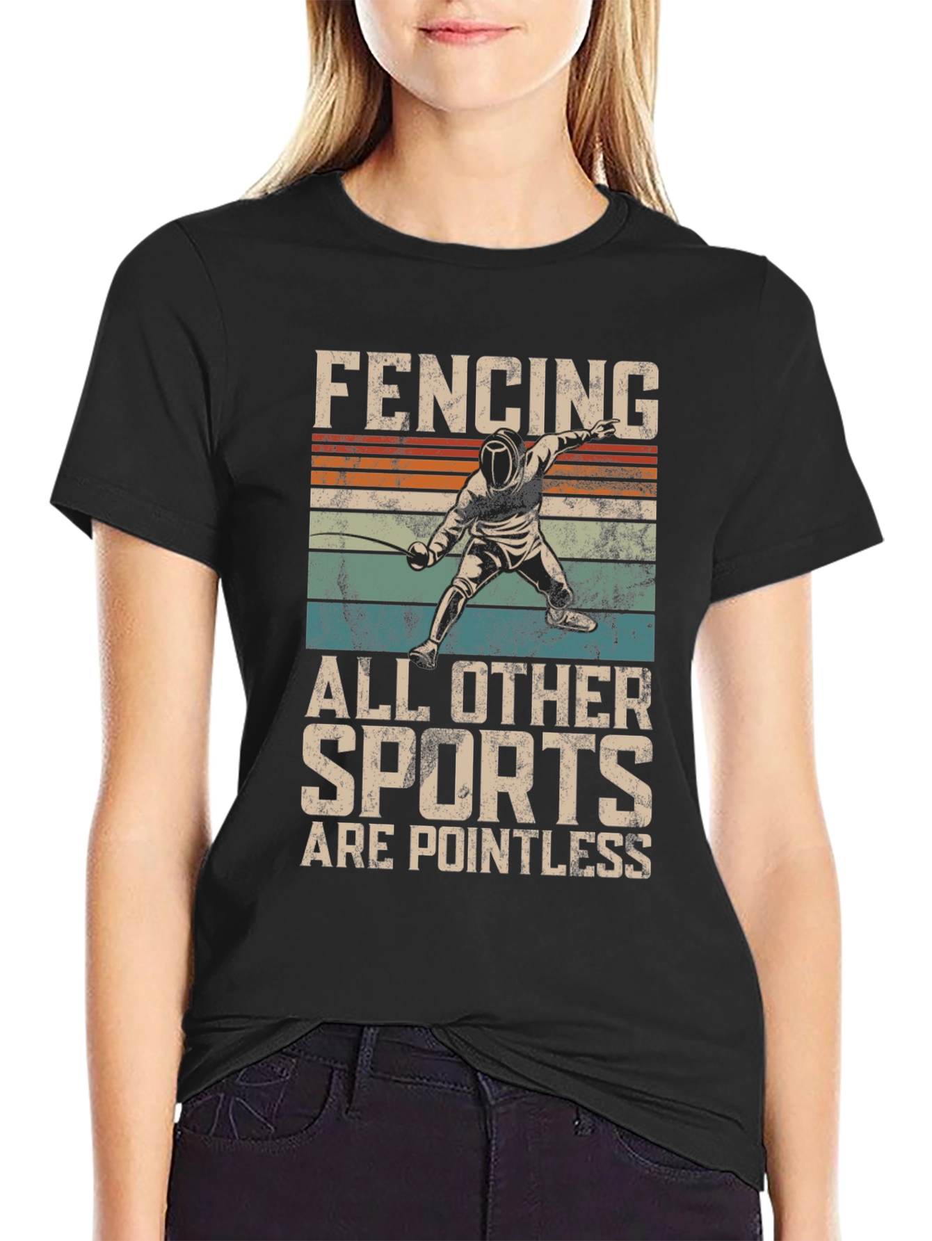 Black Fencing T-Shirt - All Other Sports Are Pointless view 2