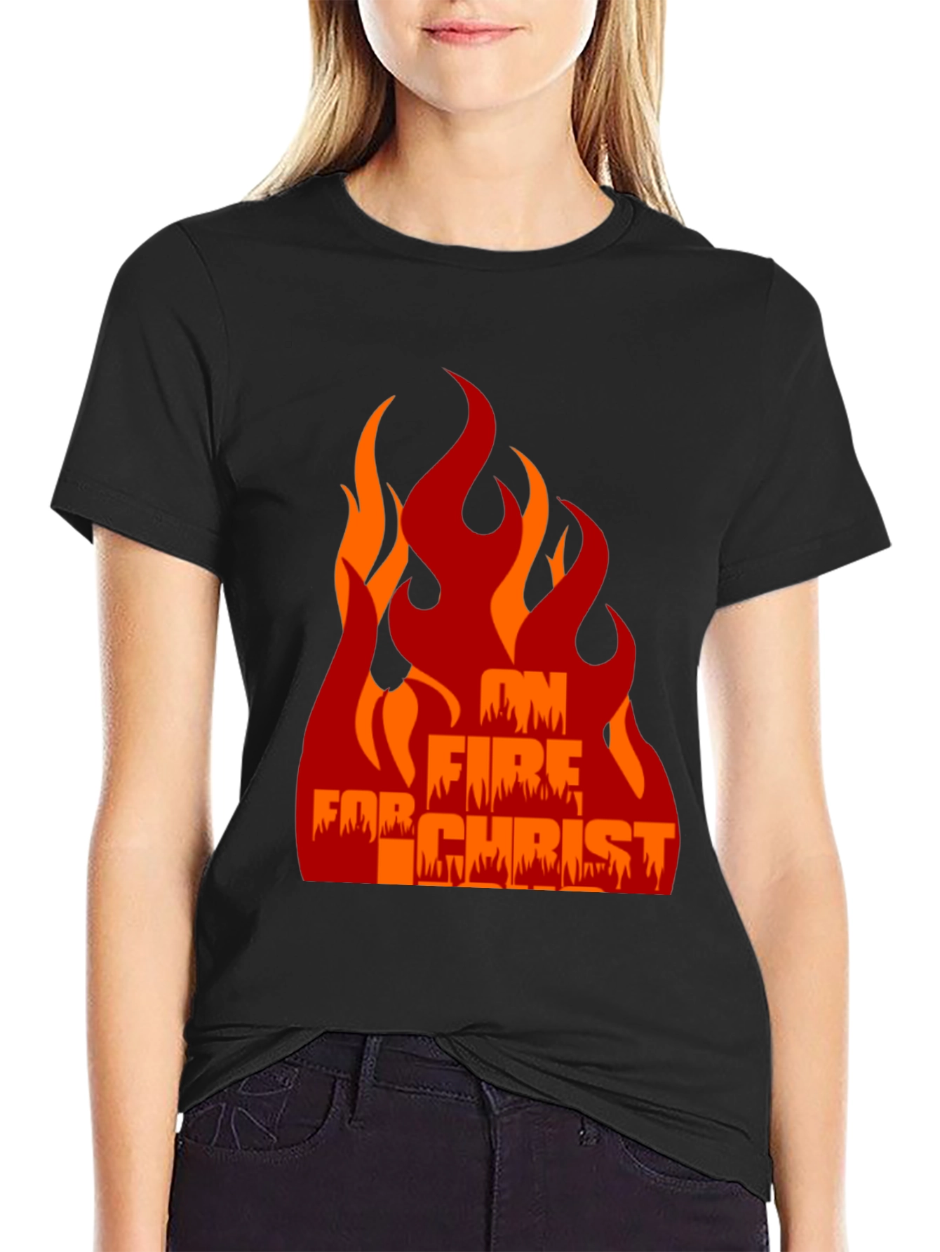 Black On Fire For Christ Graphic Tee view 2