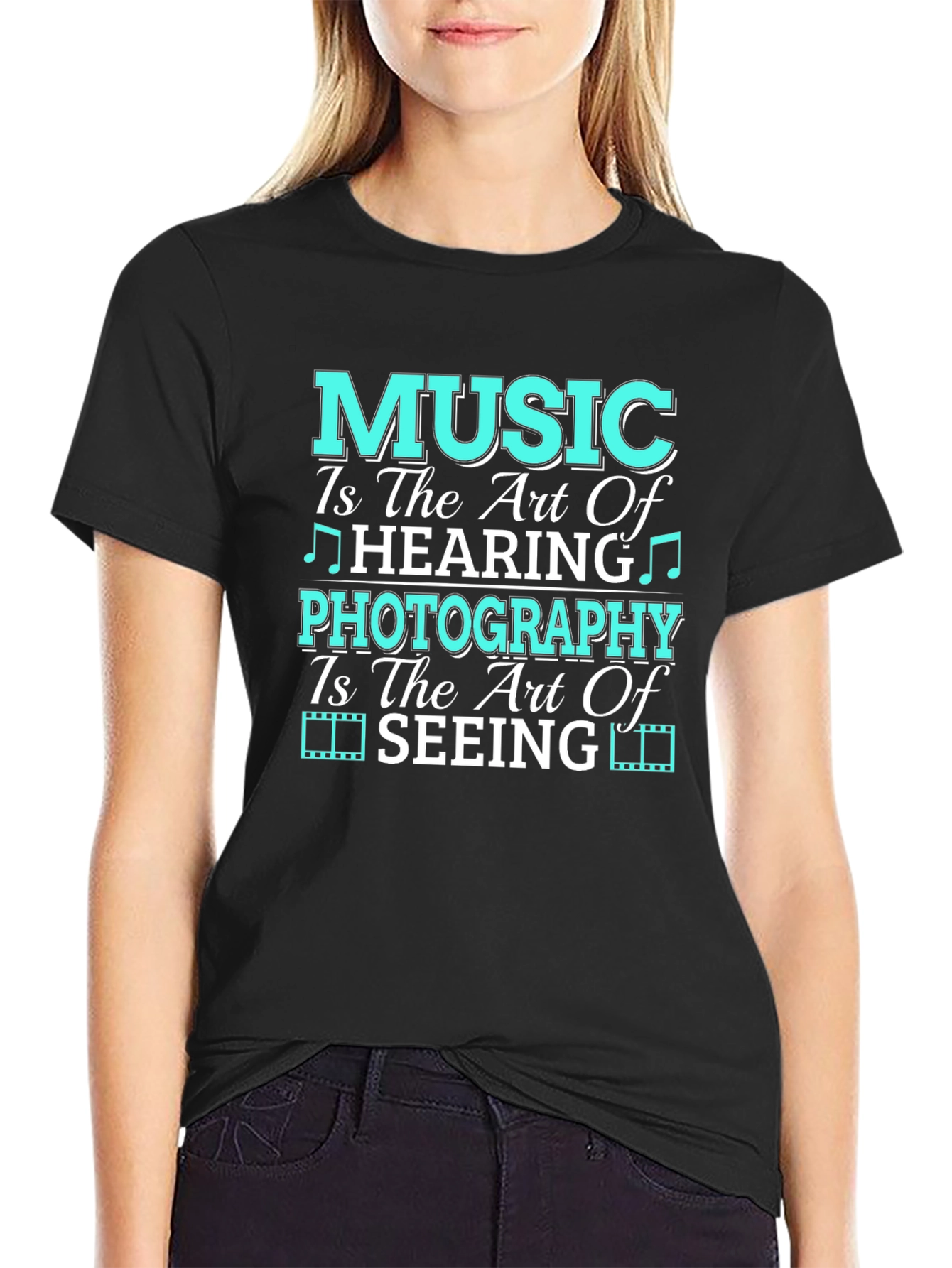 Black Music & Photography Art T-Shirt view 2