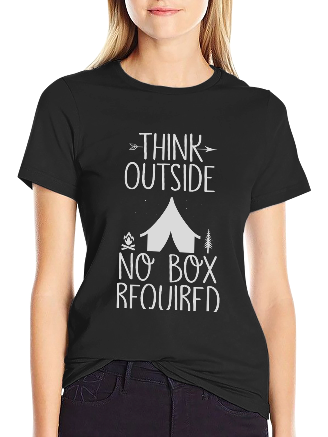 Black Think Outside T-Shirt - Camping Adventure Tee view 2