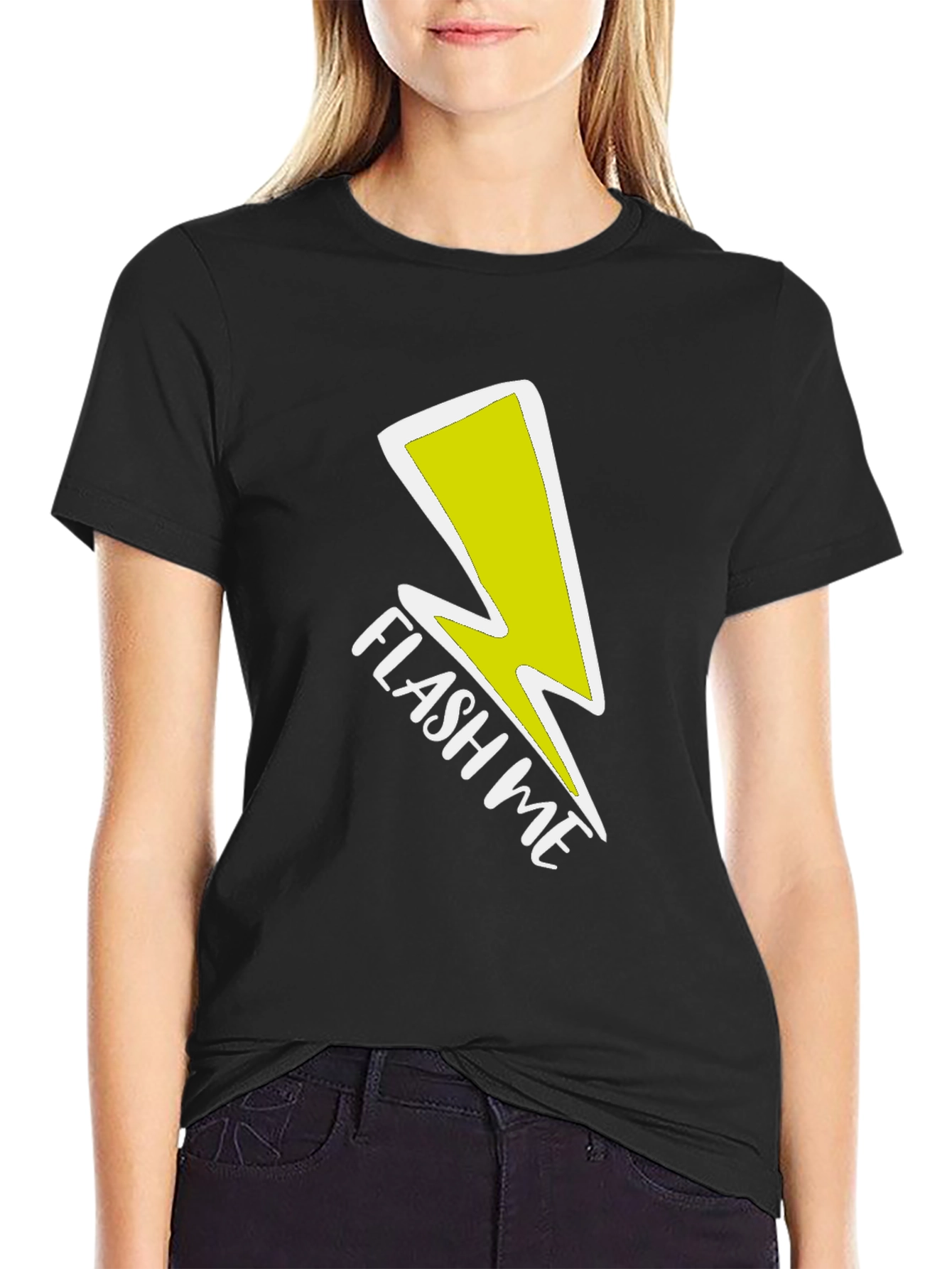 Black Flash Me Graphic Tee - Bold Statement Shirt view 2