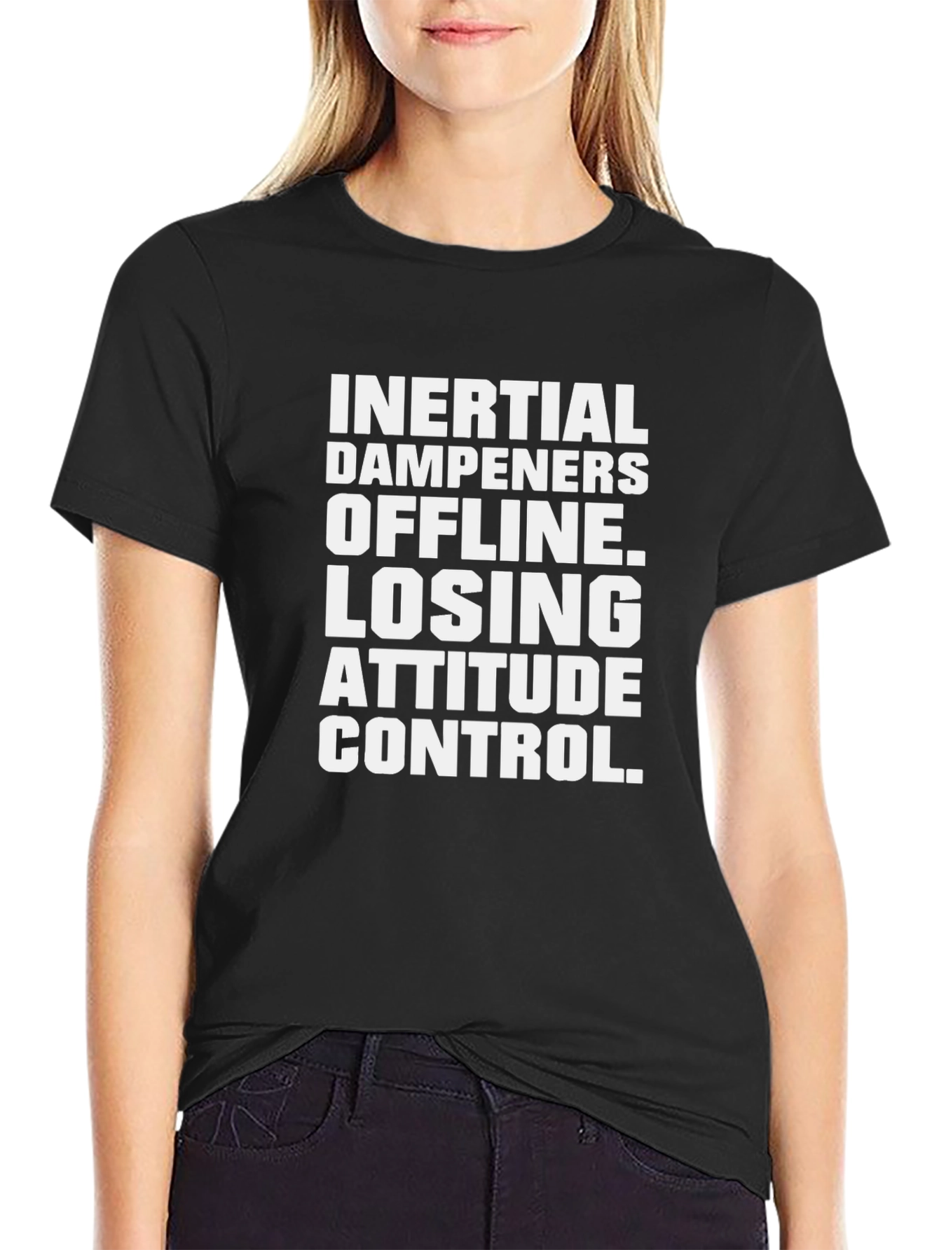 Black Inertial Dampeners Offline T-Shirt - Attitude Control view 2