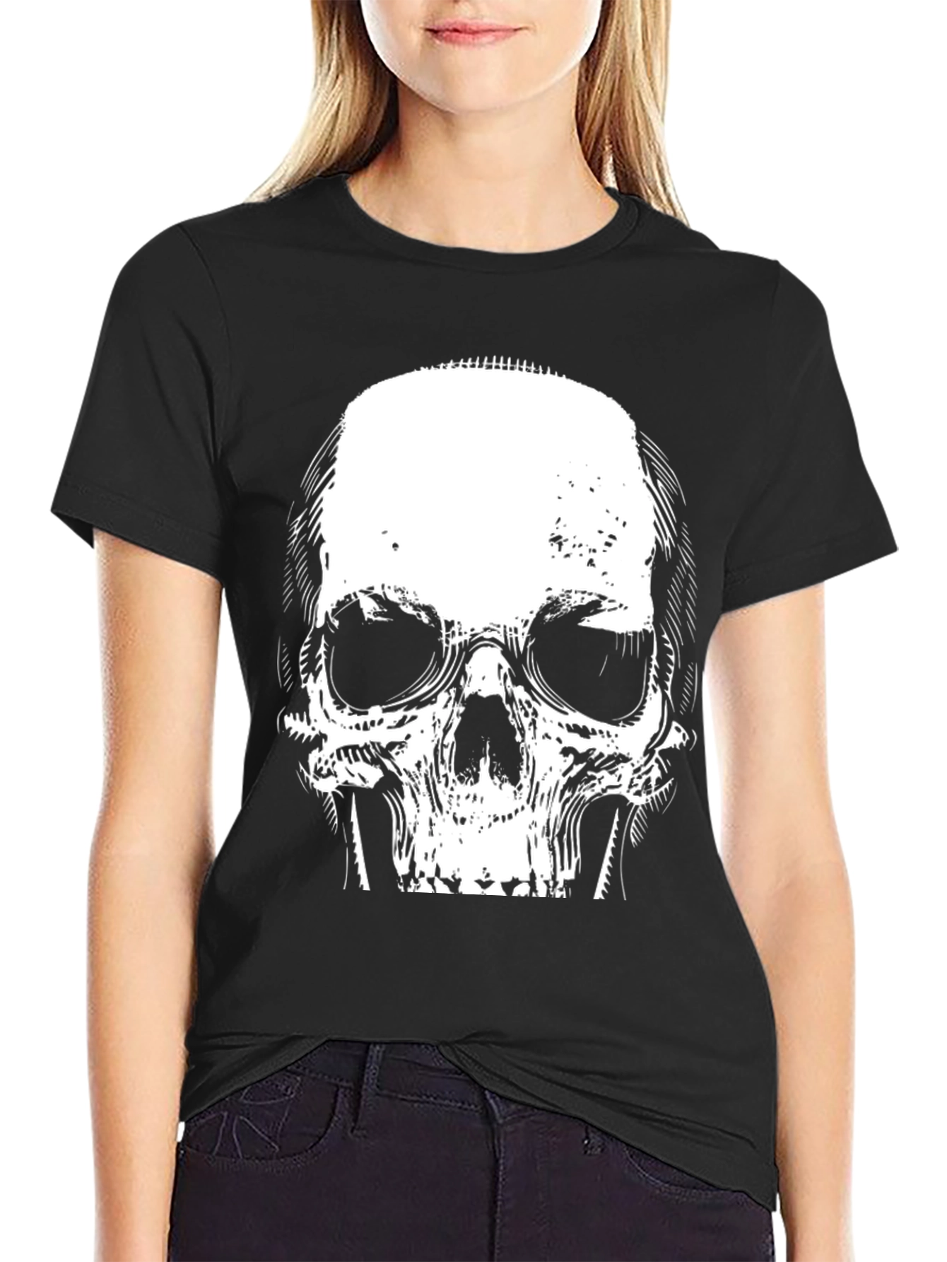 Black Skull Graphic Black T-Shirt view 2