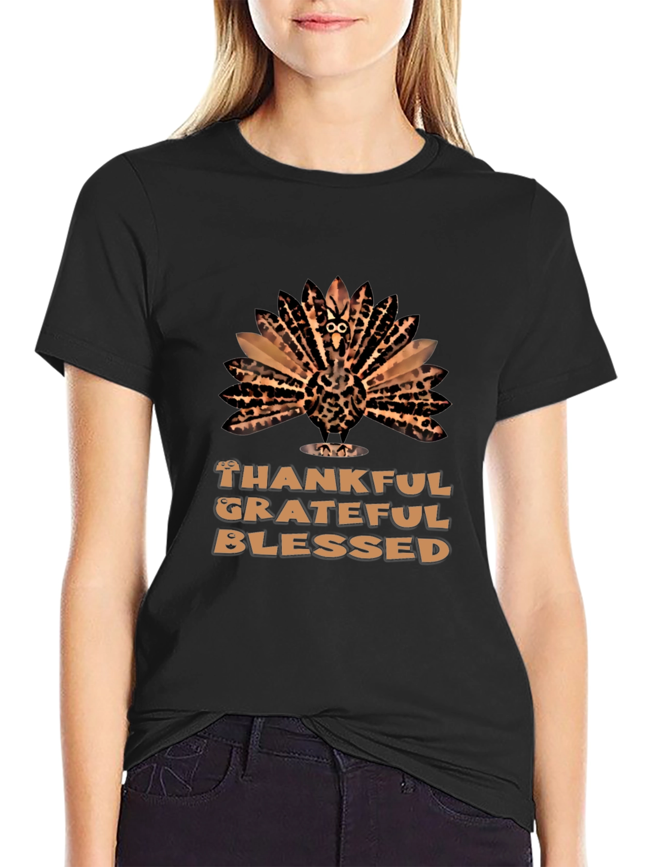 Black Thankful Turkey Graphic Tee view 2