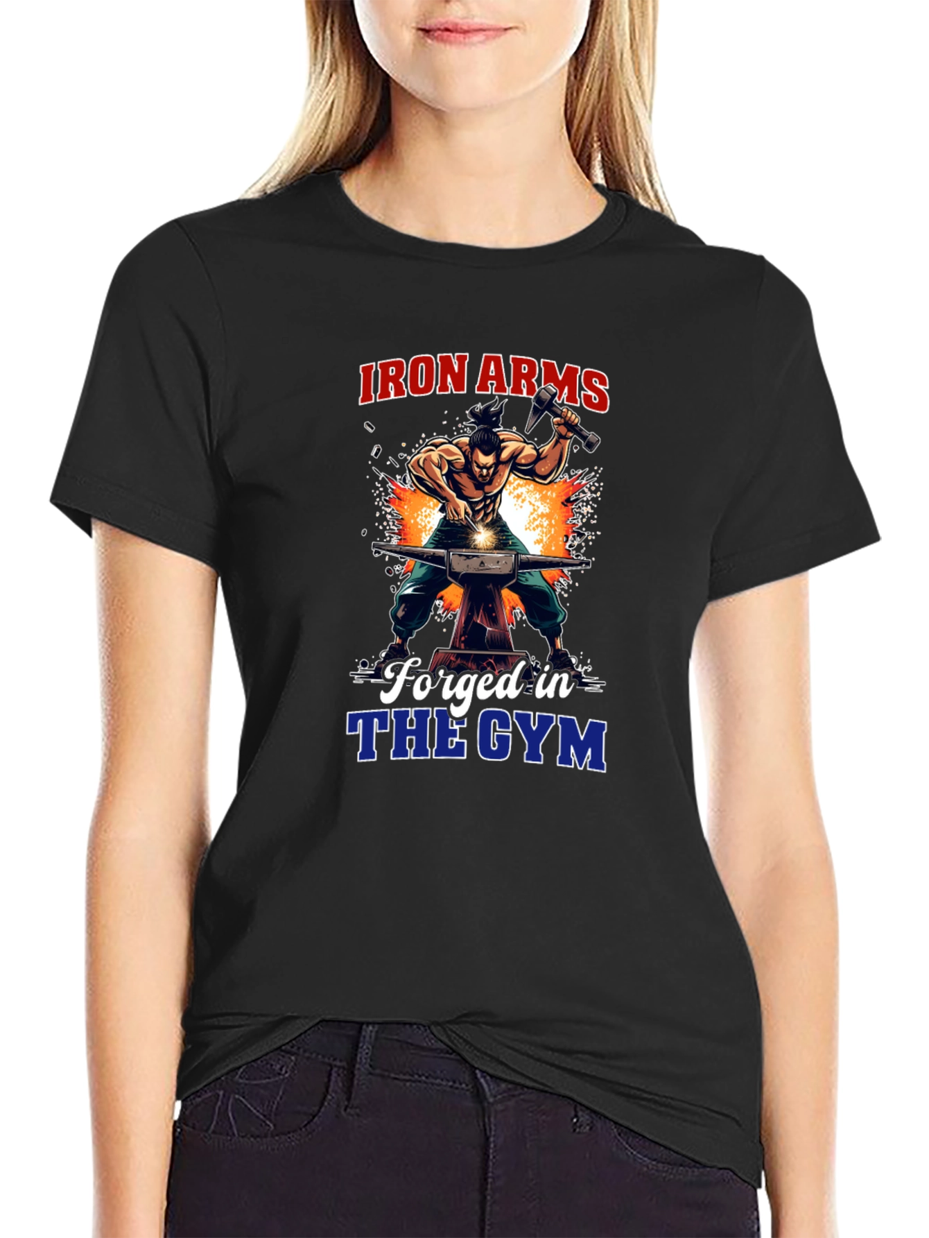 Black Iron Arms Forged in the Gym Black T-Shirt view 2