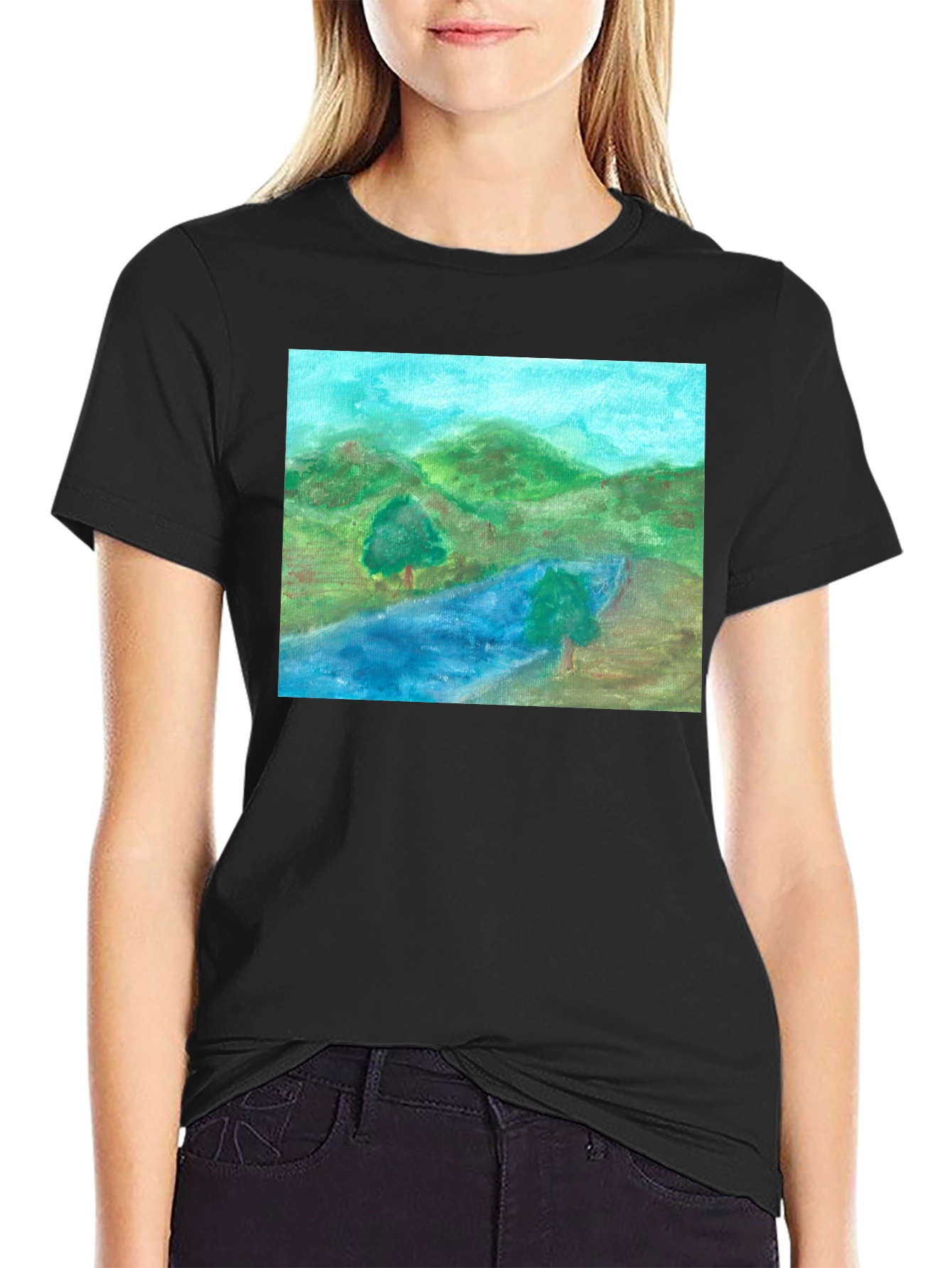 Black Scenic Landscape Black T-Shirt view 2