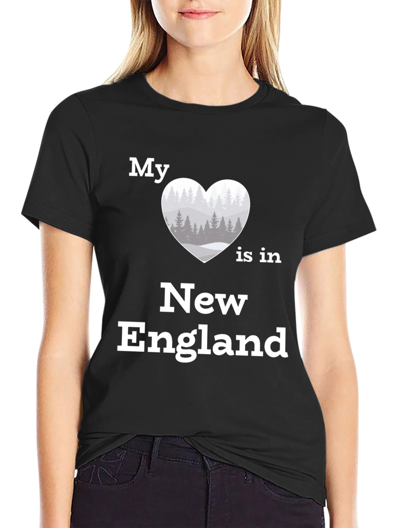 Black New England Love T-Shirt | Heart Graphic Tee view 2