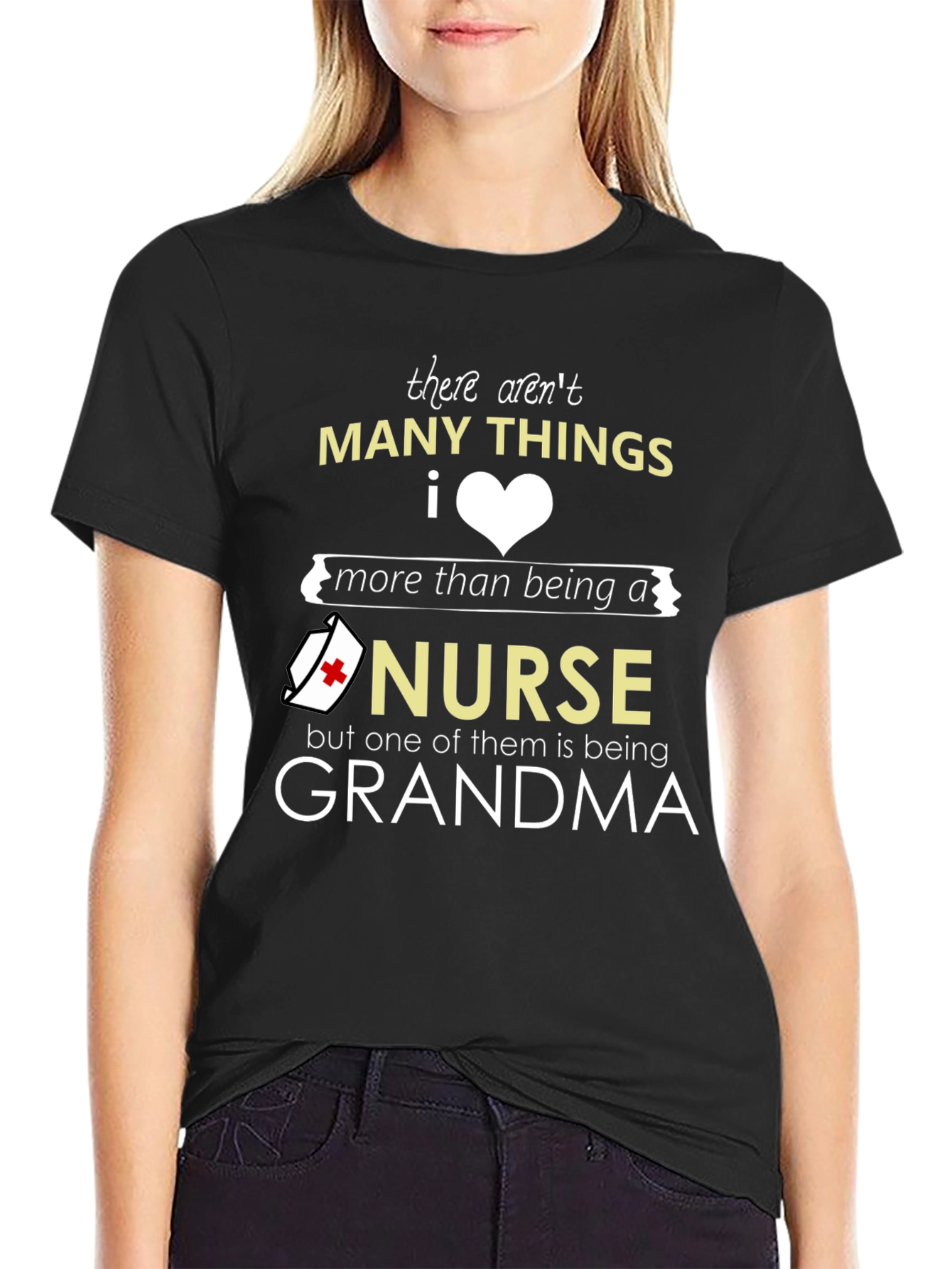 Black Nurse Grandma T-Shirt: Many Things I Love view 2
