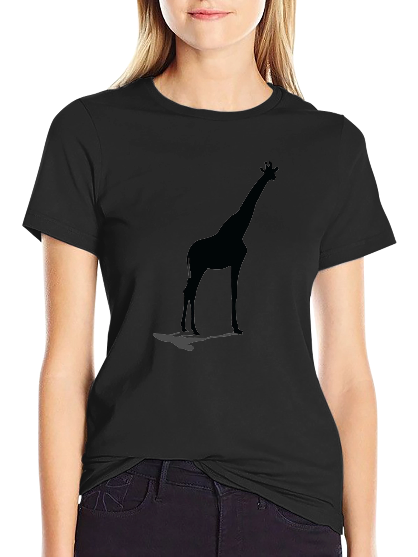 Black Giraffe Silhouette Black Graphic Tee view 2