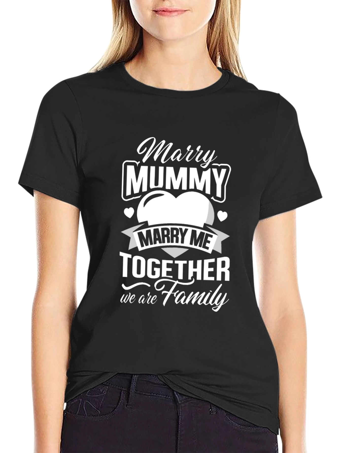 Black Marry Mummy, Together Family Black T-Shirt view 2