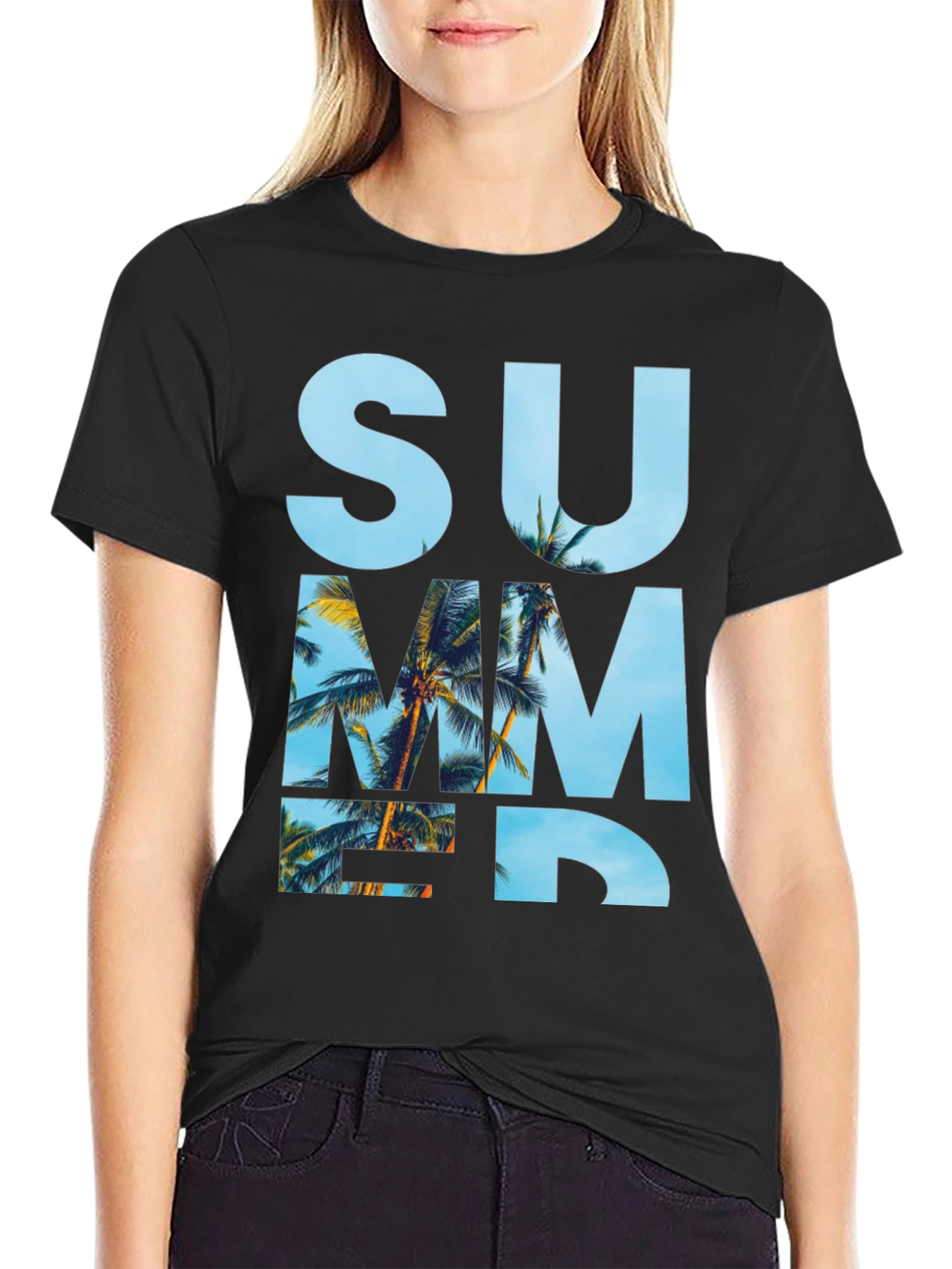 Black Summer Palm Tee view 2