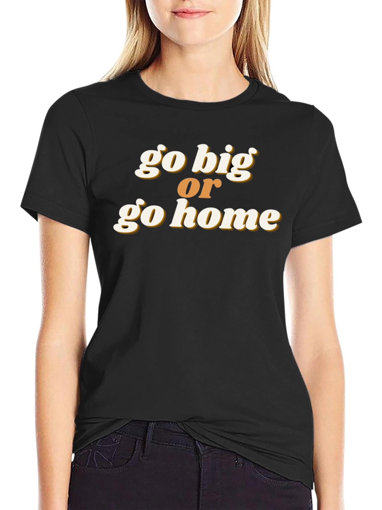 Black Go Big or Go Home Graphic Tee - Black Casual T-Shirt view 2
