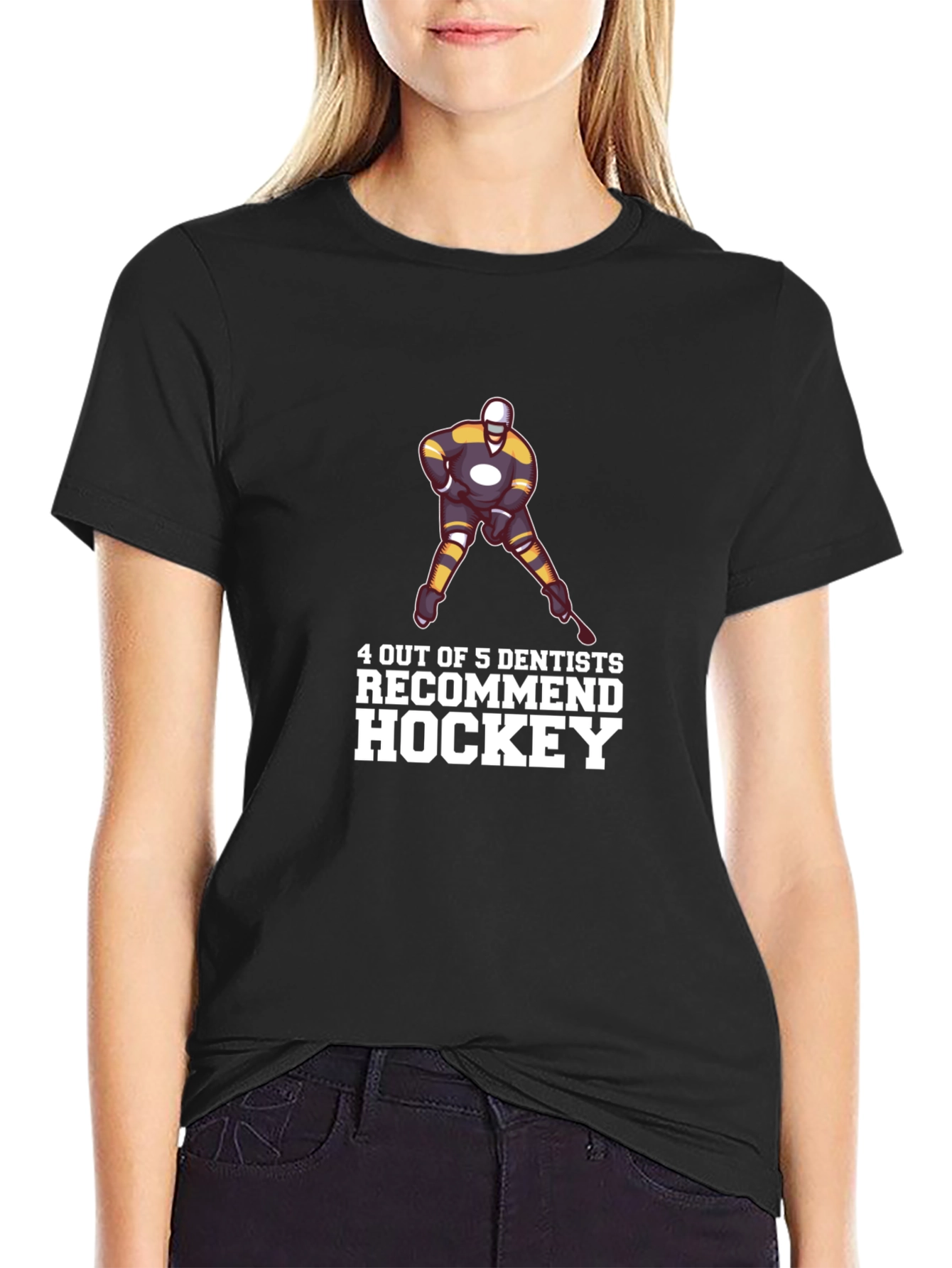 Black Hockey Dentist T-Shirt Funny Tee view 2