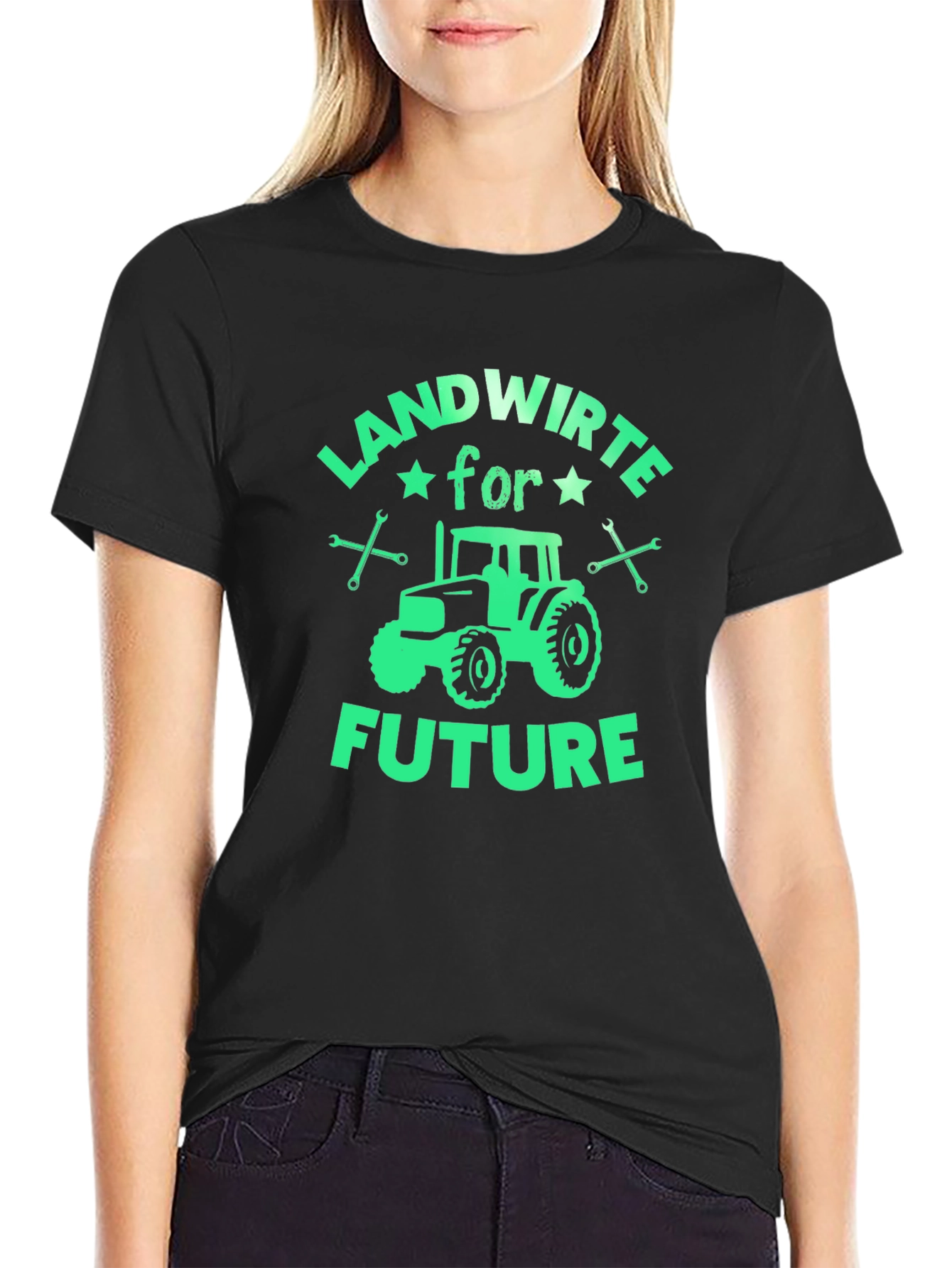 Black Landwirte for Future Graphic Tee - Tractor Design view 2
