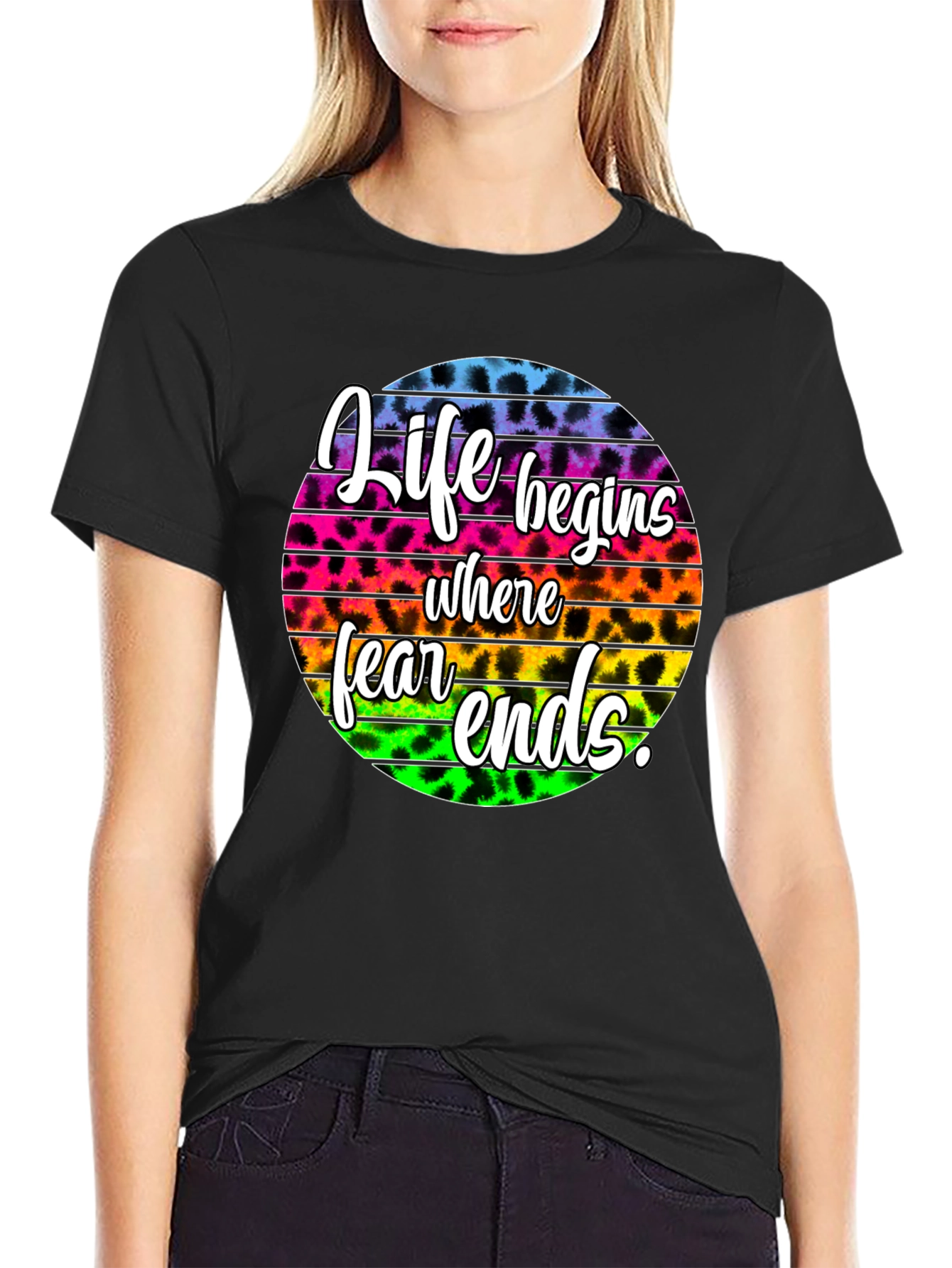 Black Life Begins Where Fear Ends Graphic Tee view 2