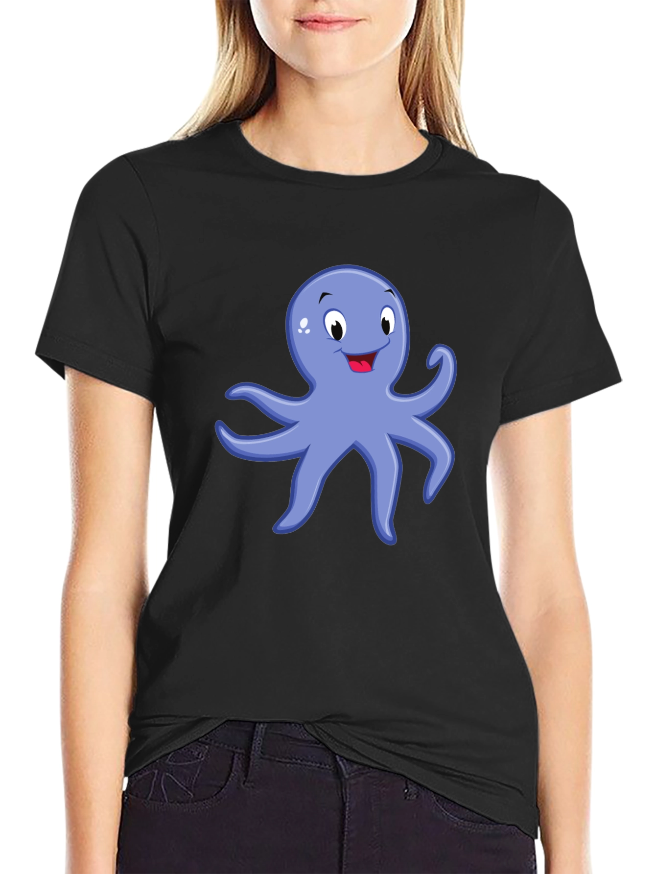 Black Octopus Graphic Tee - Black Cotton Blend view 2