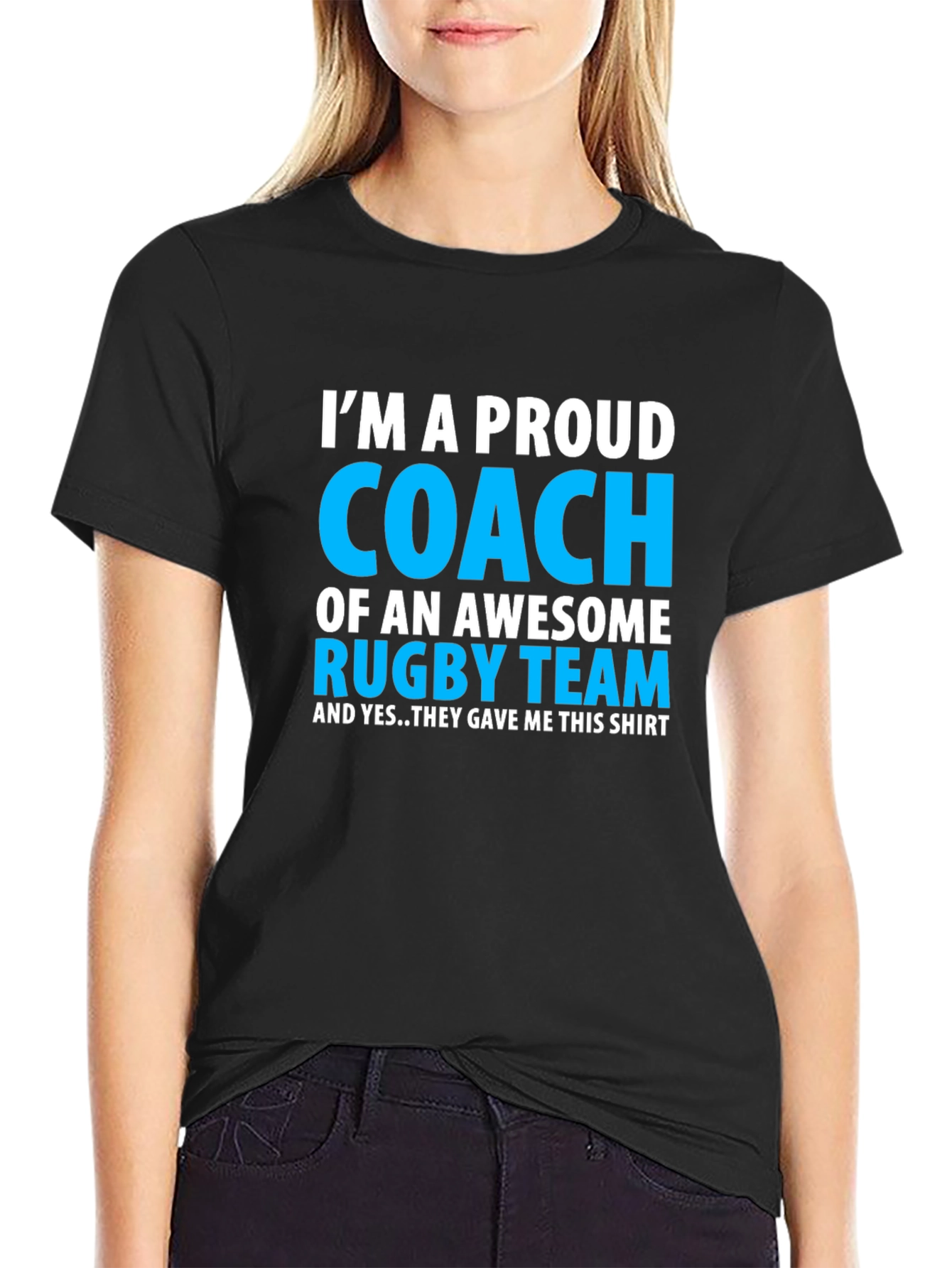 Black Proud Rugby Coach Graphic Tee - Gift Idea view 2
