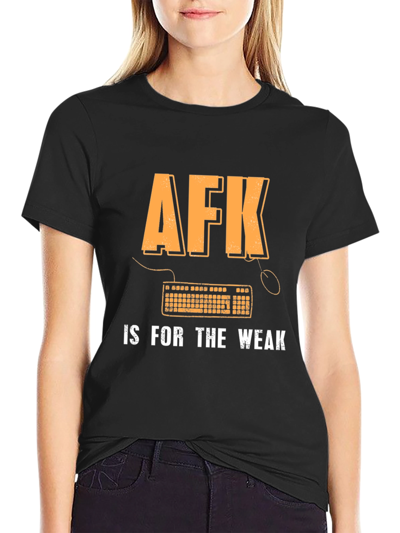Black AFK is for the Weak Gamer T-Shirt view 2