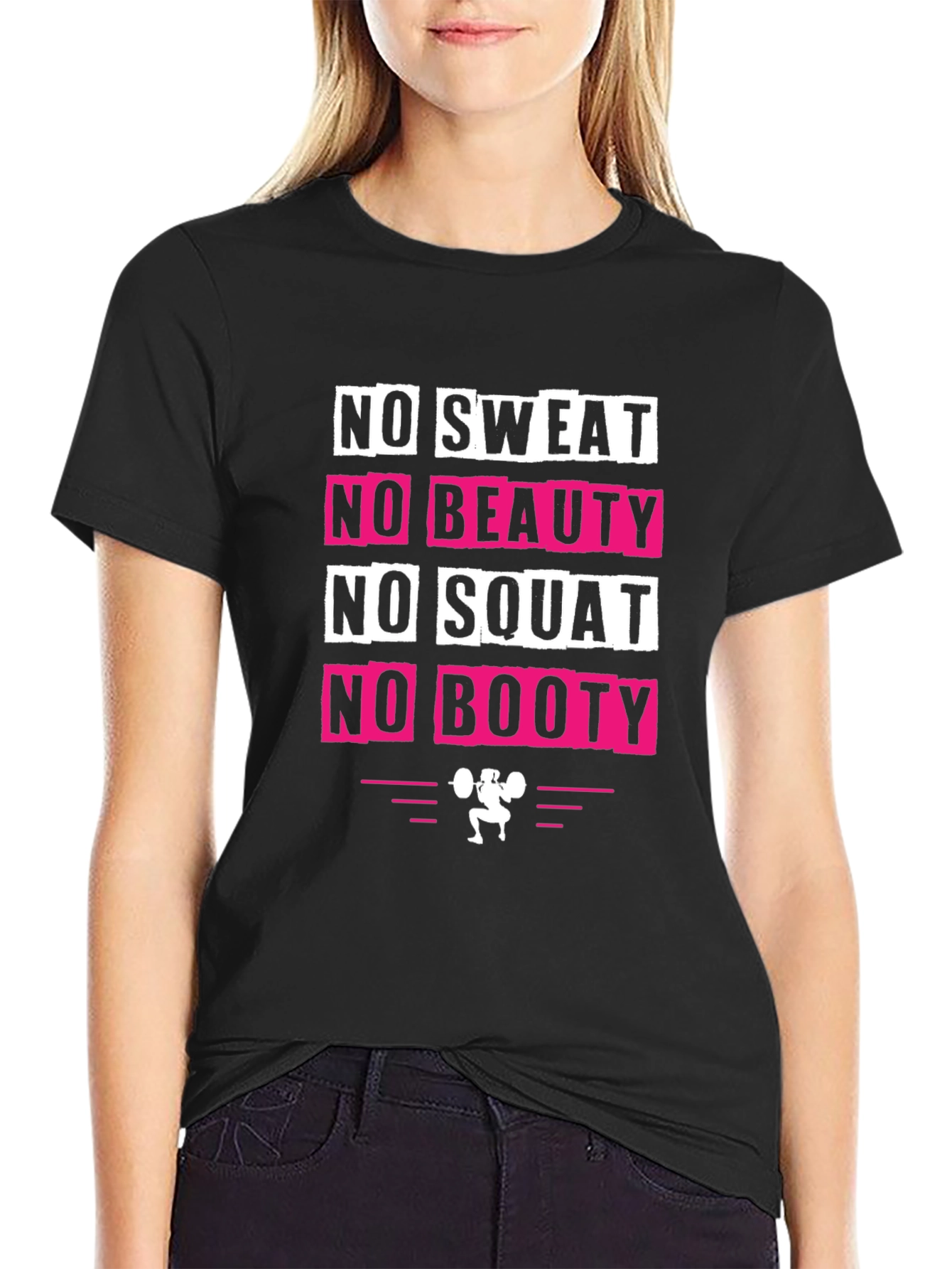Black No Sweat No Booty Graphic Tee view 2