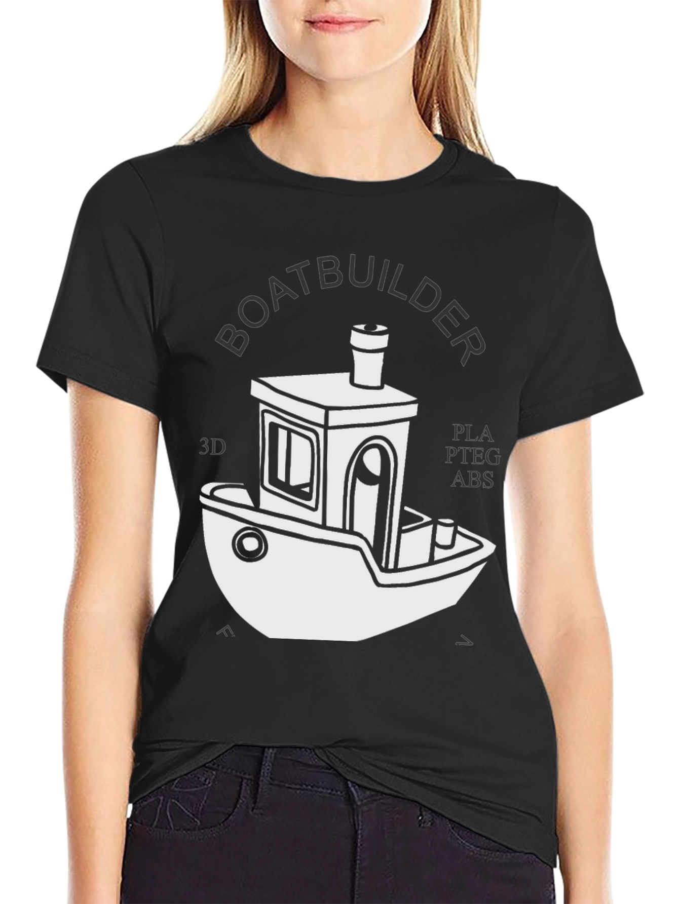 Black Boatbuilder 3D Printing T-Shirt - Black view 2
