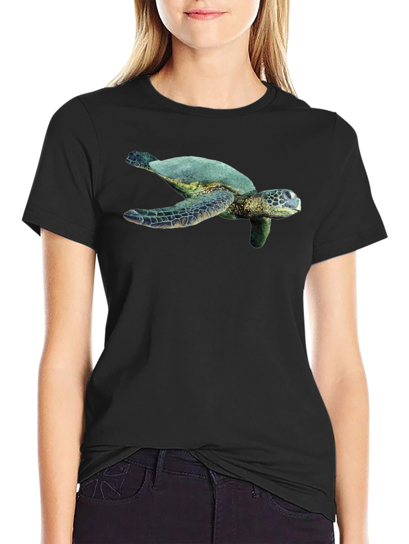 Black Sea Turtle Graphic Black T-Shirt view 2
