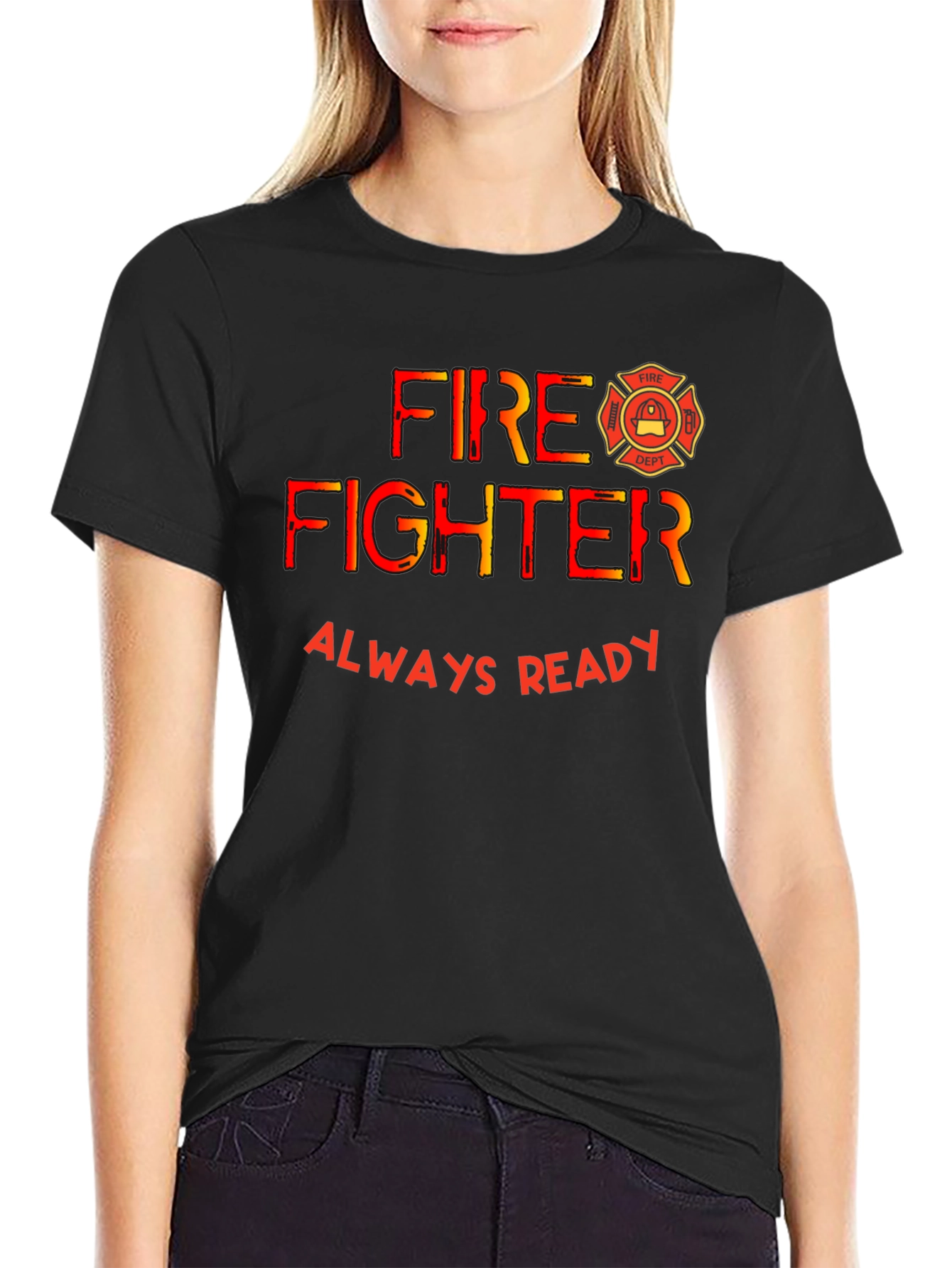 Black Firefighter Always Ready Black T-Shirt view 2