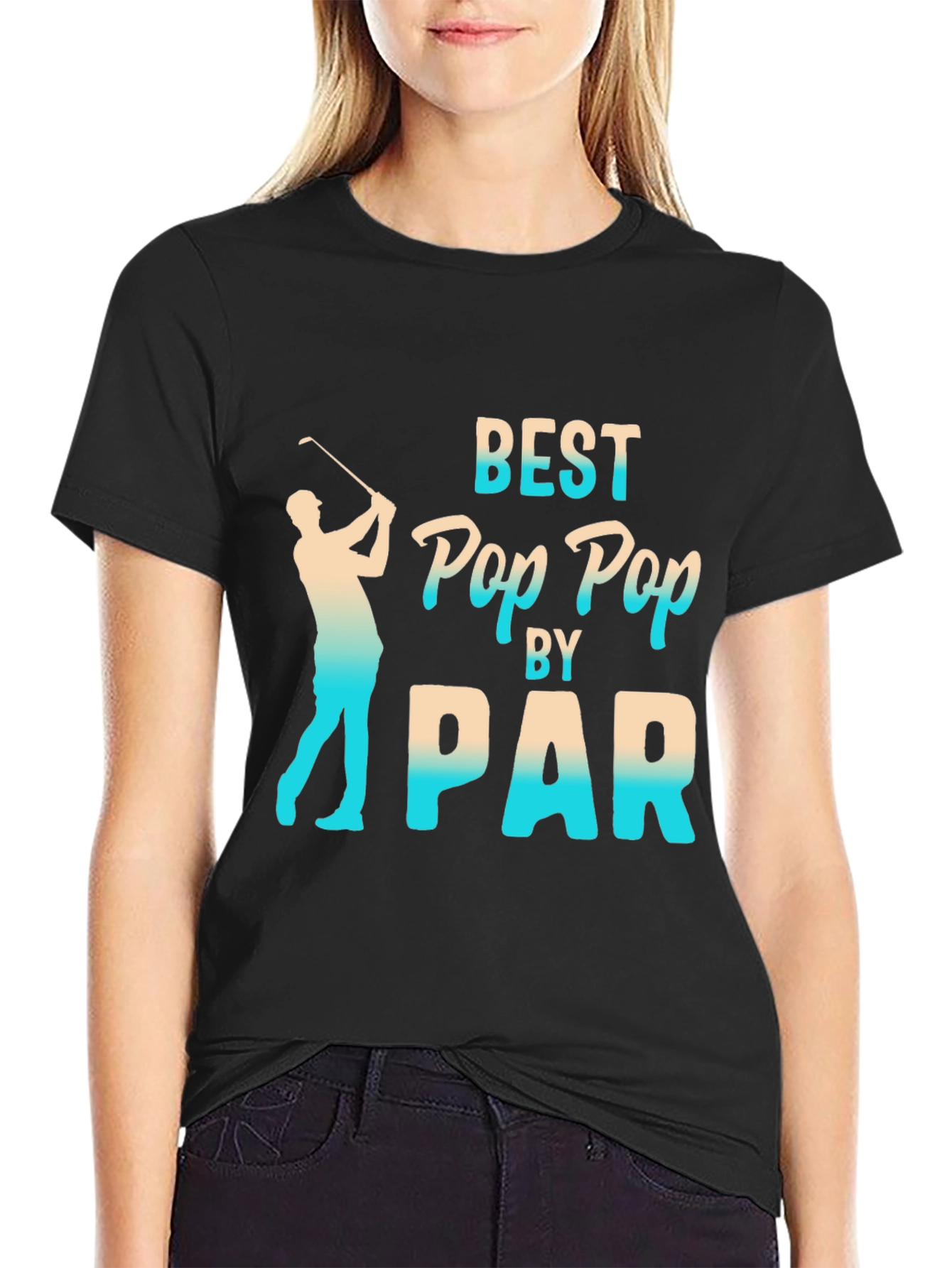 Black Best Pop Pop by Par T-Shirt - Golf Lover Gift view 2