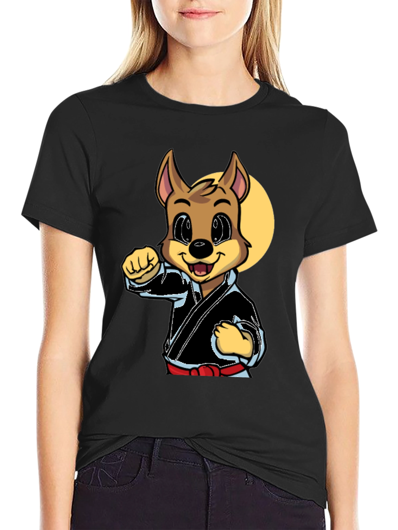 Black Karate Dog Graphic Tee - Black Martial Arts Shirt view 2