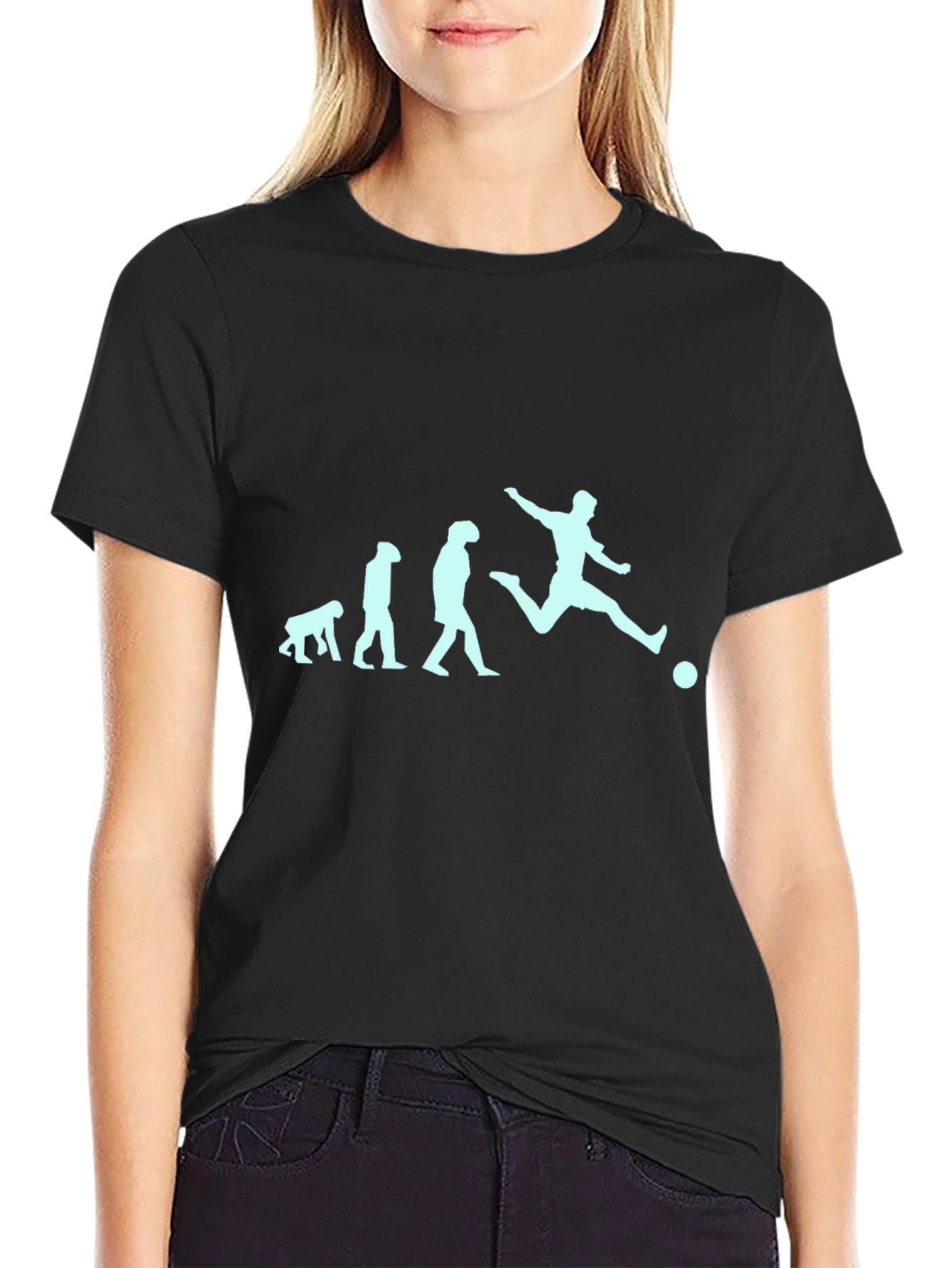 Black Soccer Evolution T-Shirt - Funny Graphic Tee view 2