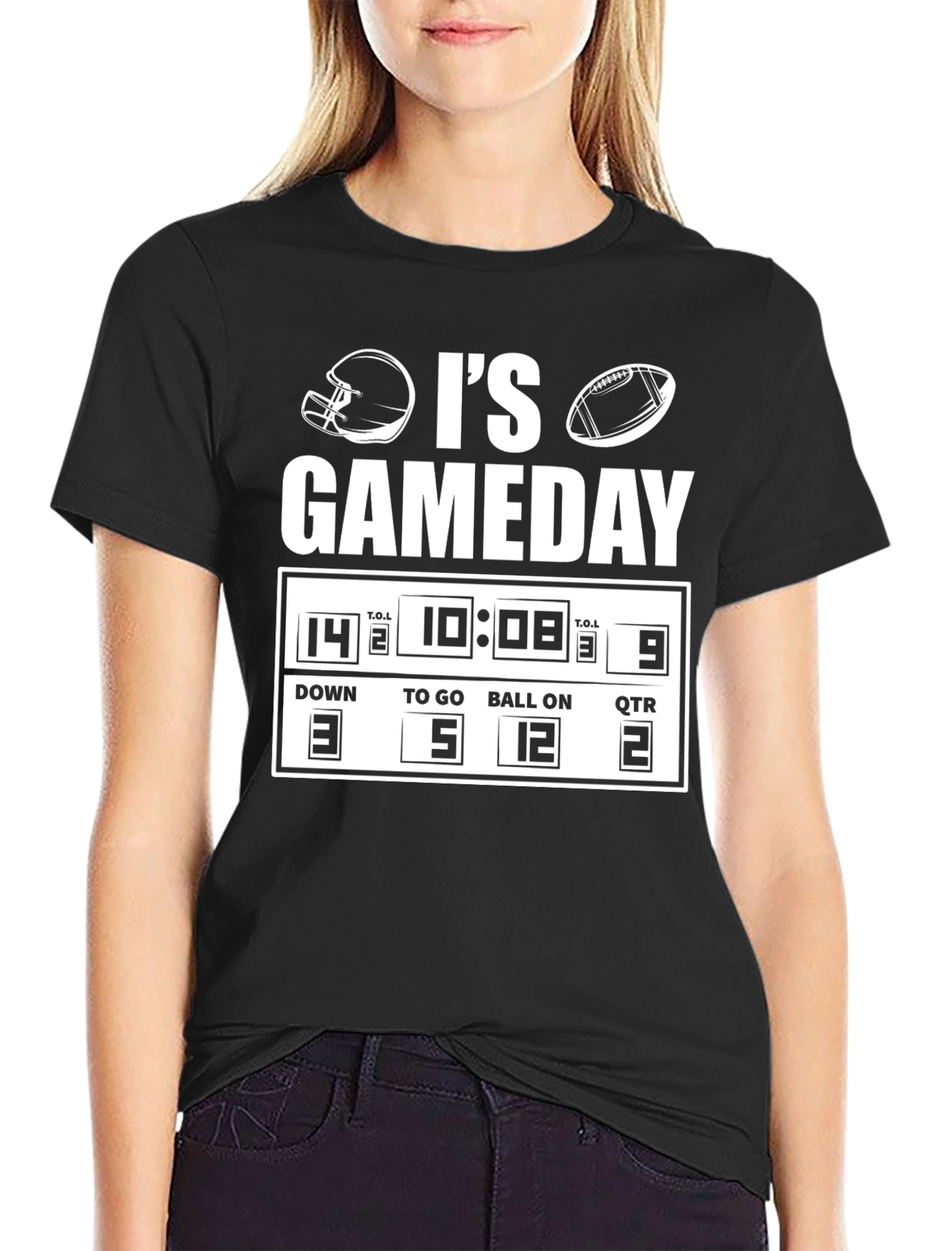 Black It's Gameday Football T-Shirt view 2