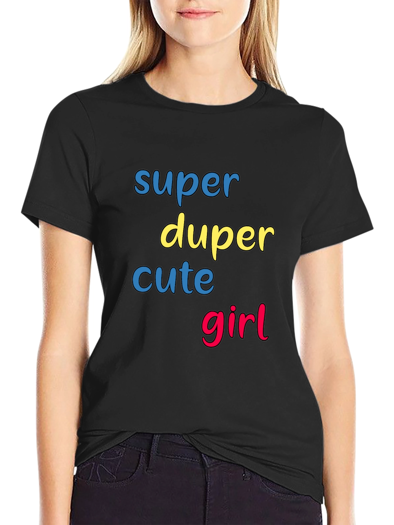 Black Super Duper Cute Girl Graphic T-Shirt view 2