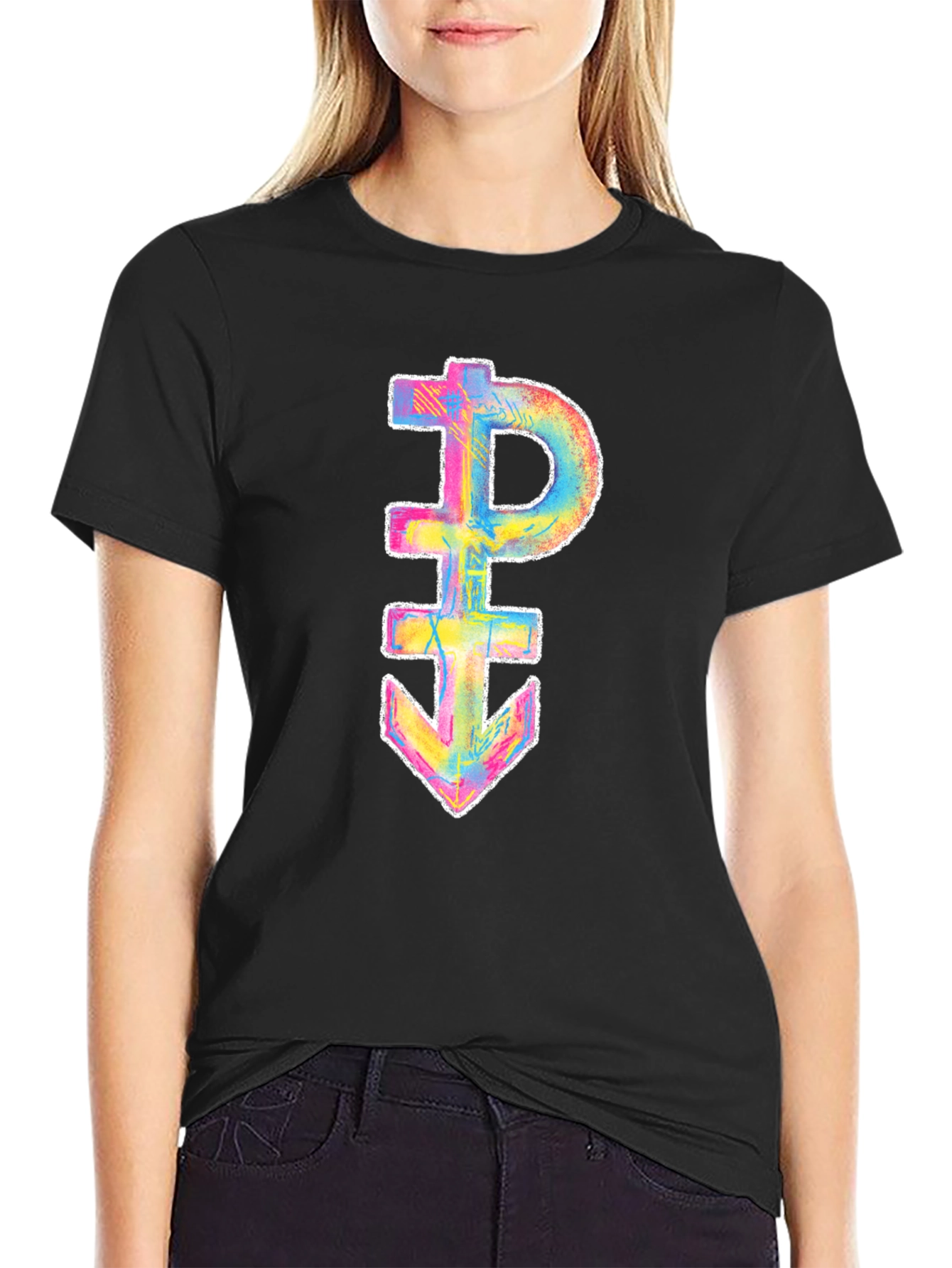 Black Rainbow Prince Symbol Black T-Shirt view 2