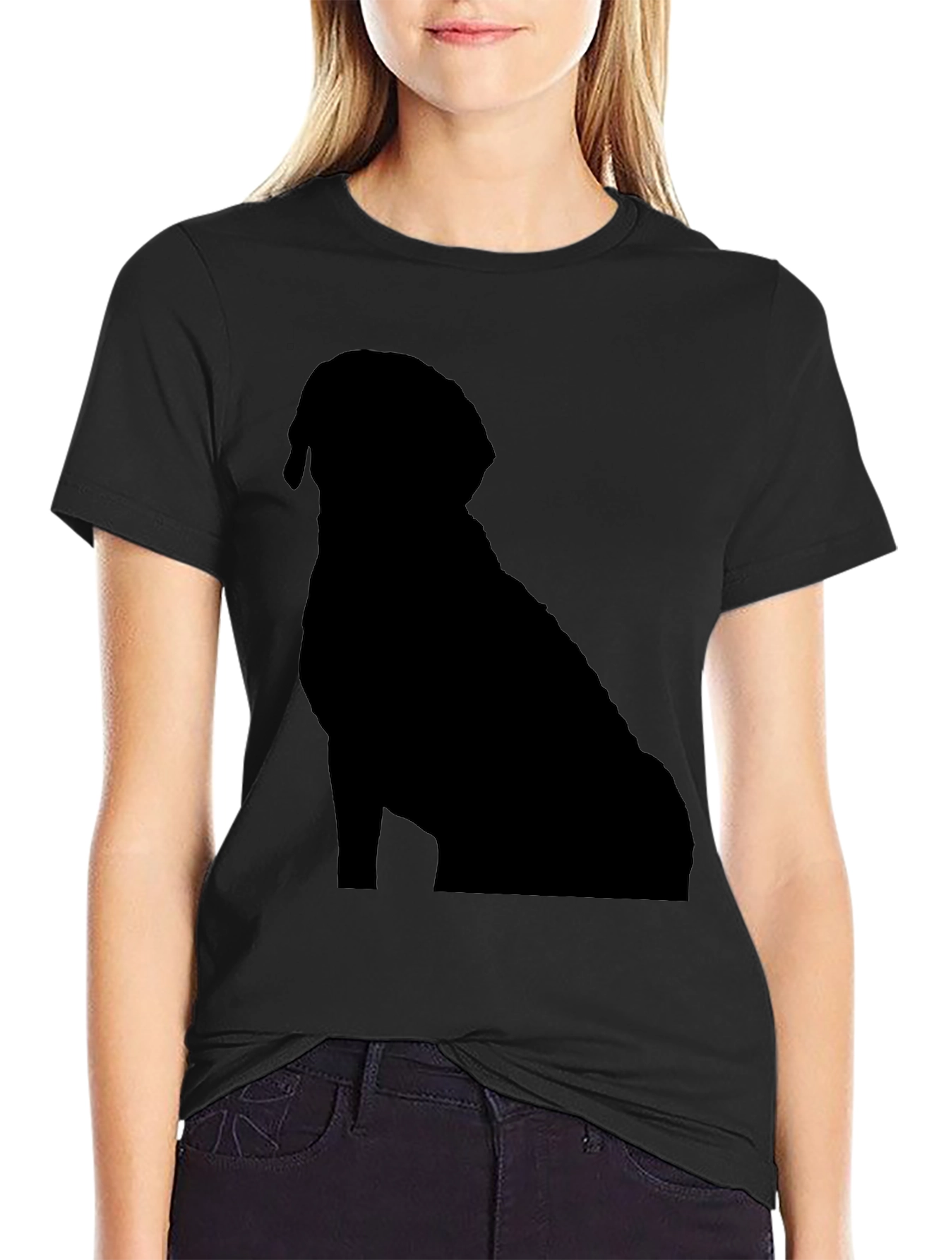 Black Dog Silhouette Black T-Shirt | Pet Lover Apparel view 2