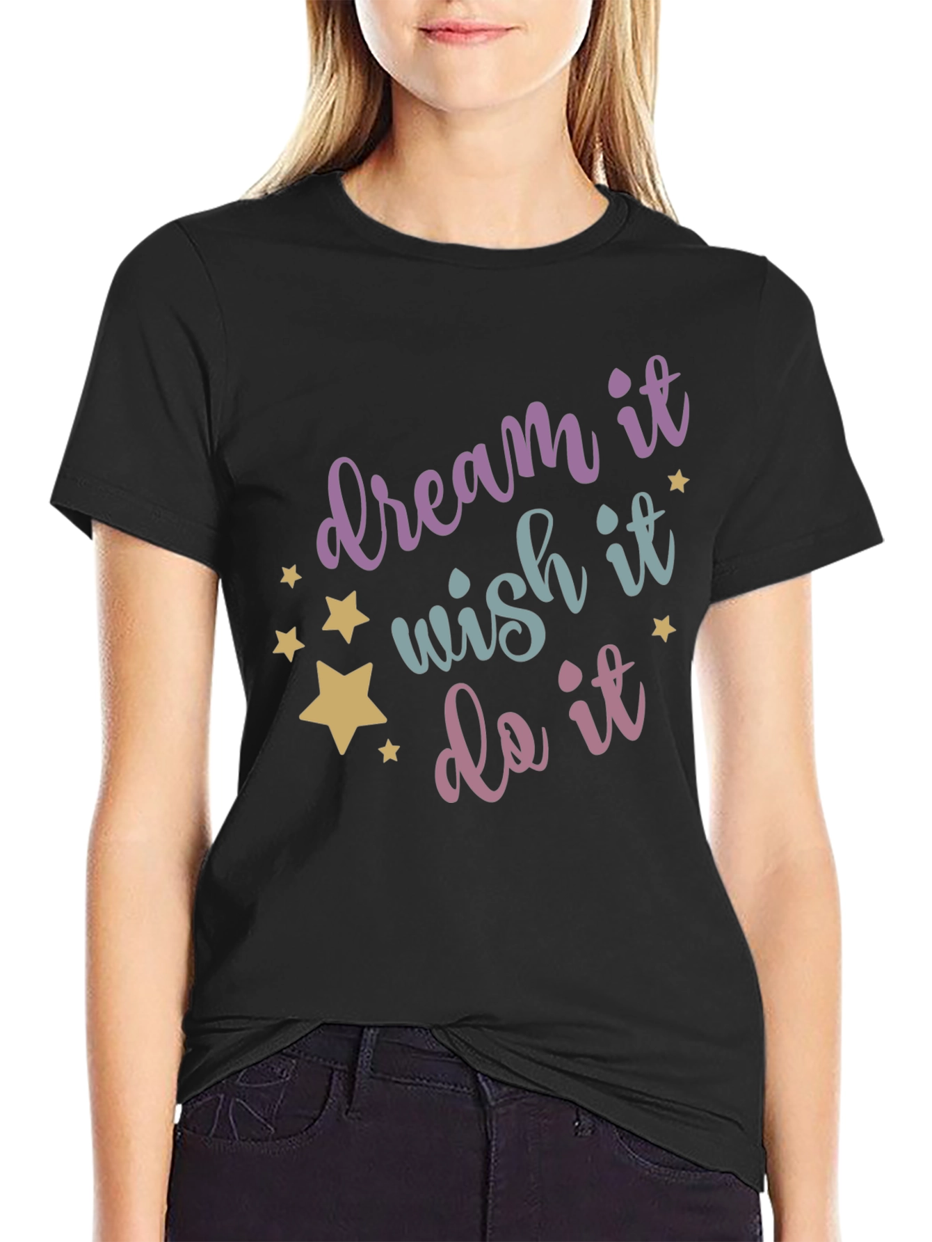 Black Dream Wish Do It Graphic Tee - Black view 2