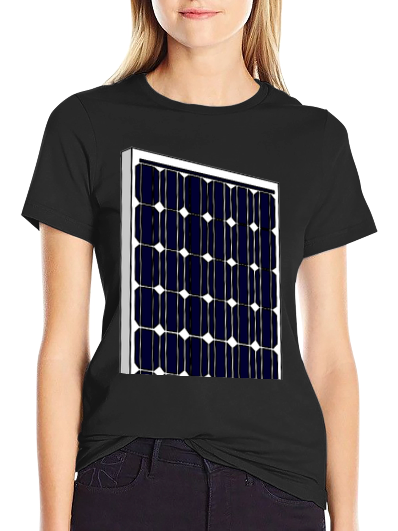 Black Solar Panel Graphic T-Shirt - Eco-Friendly Style view 2