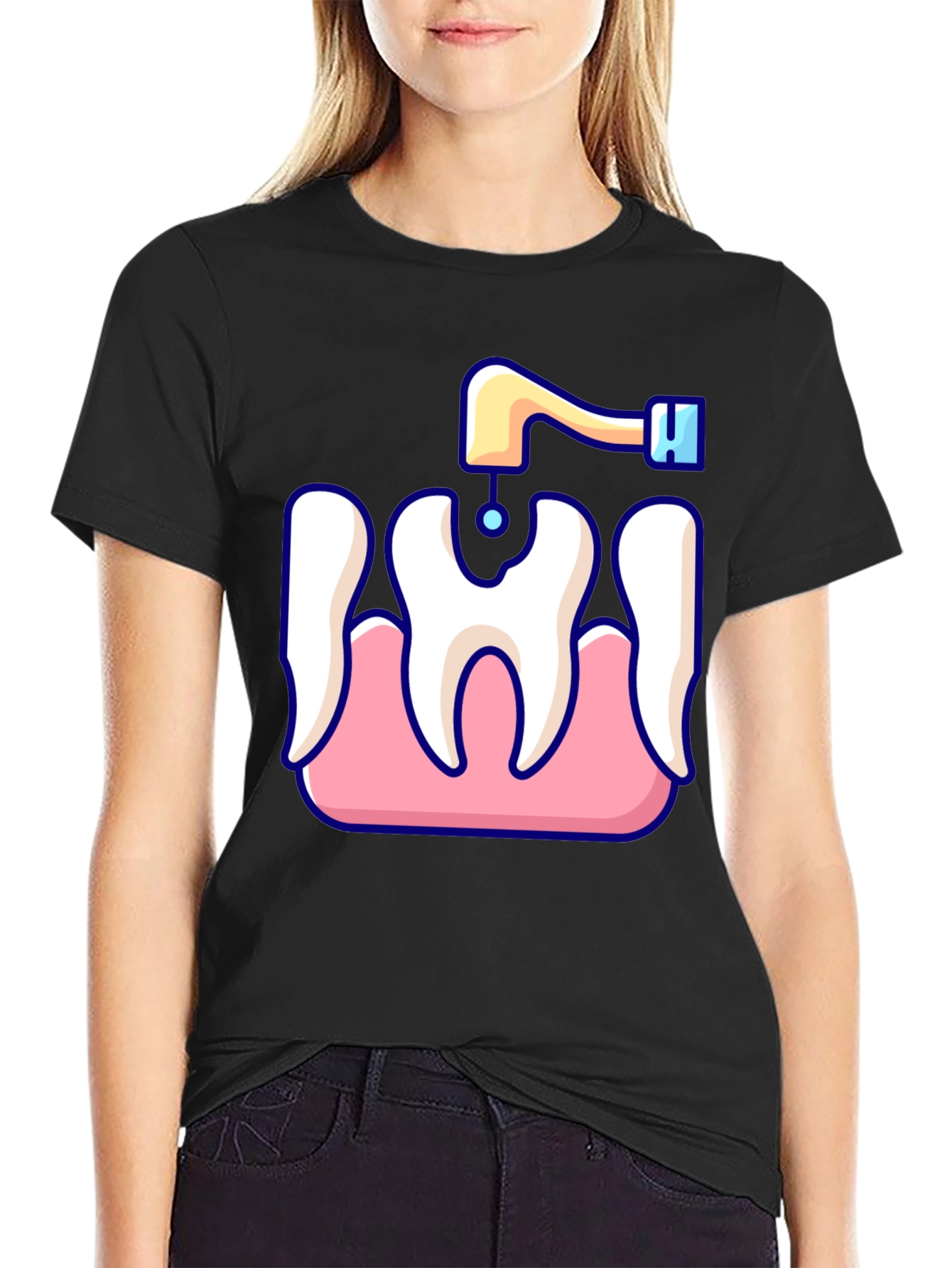 Black Dentist Tool T-Shirt - Funny Tooth Care Graphic Tee view 2