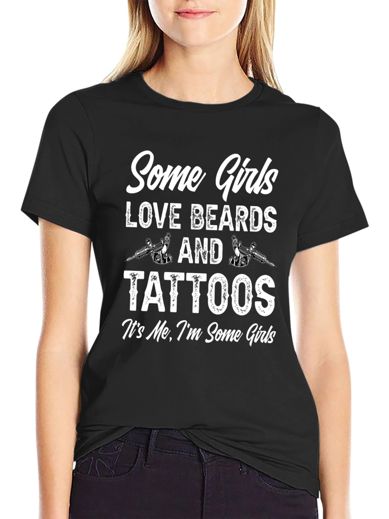 Black Some Girls Love Beards and Tattoos Graphic Tee view 2