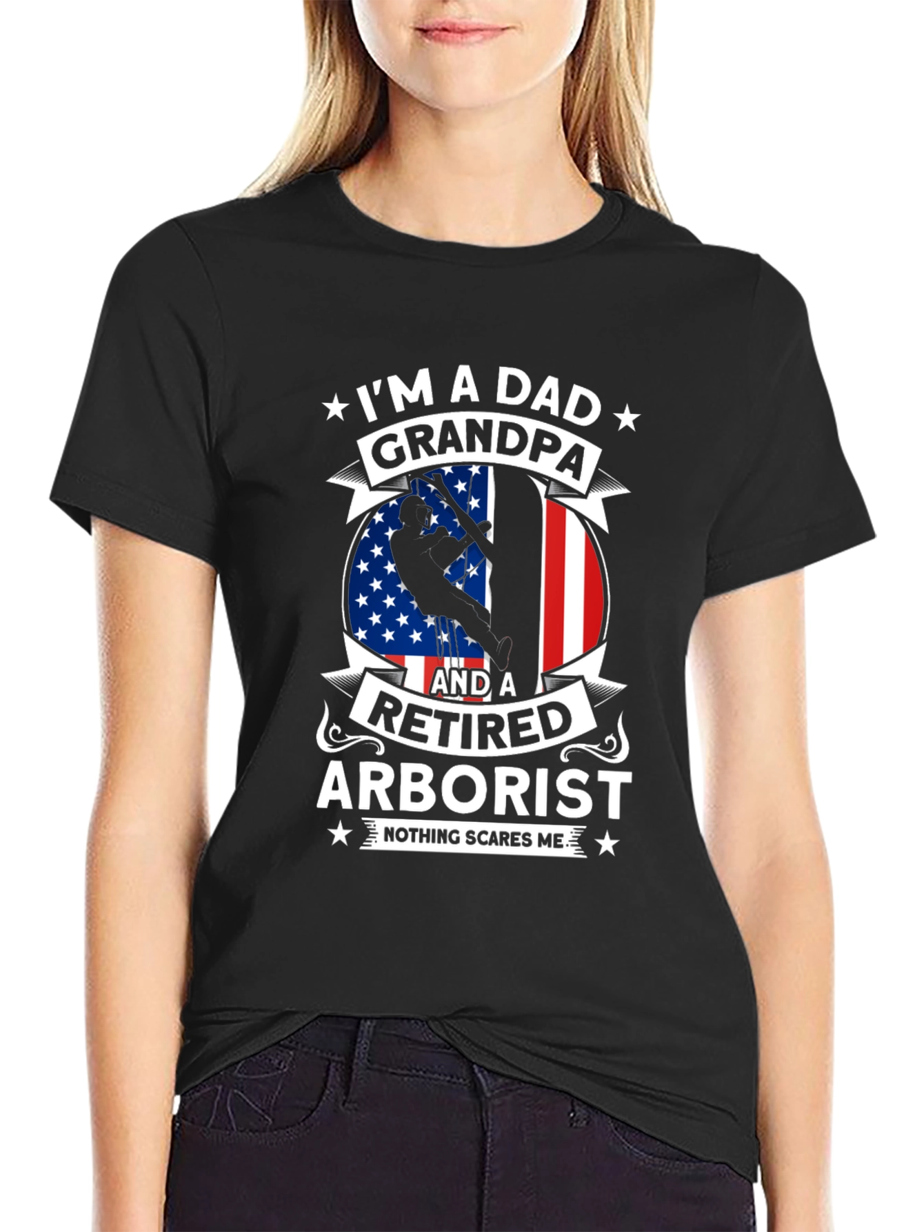 Black Retired Arborist Dad Grandpa T-Shirt view 2