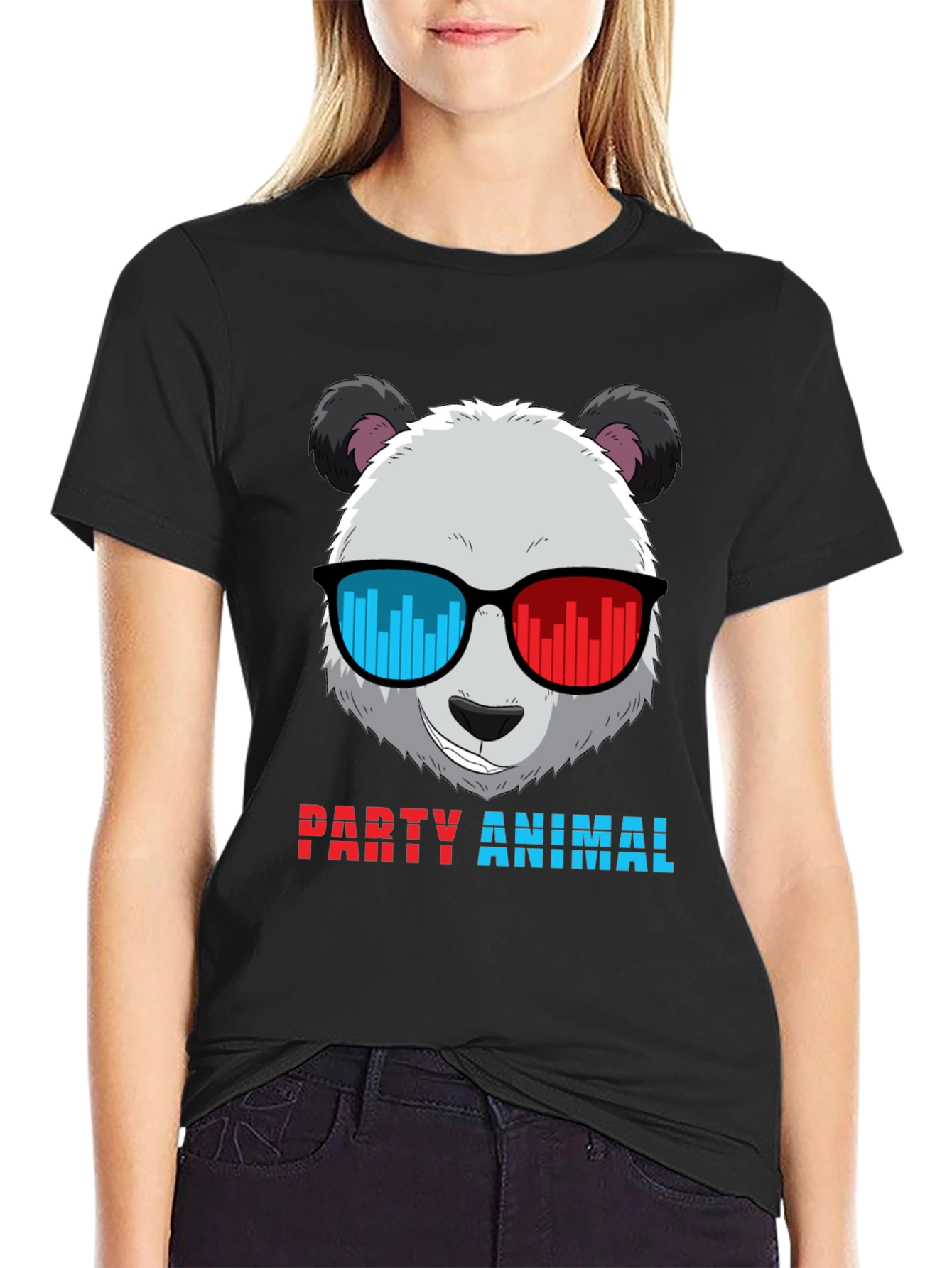 Black Party Animal Panda T-Shirt - Novelty Graphic Tee view 2