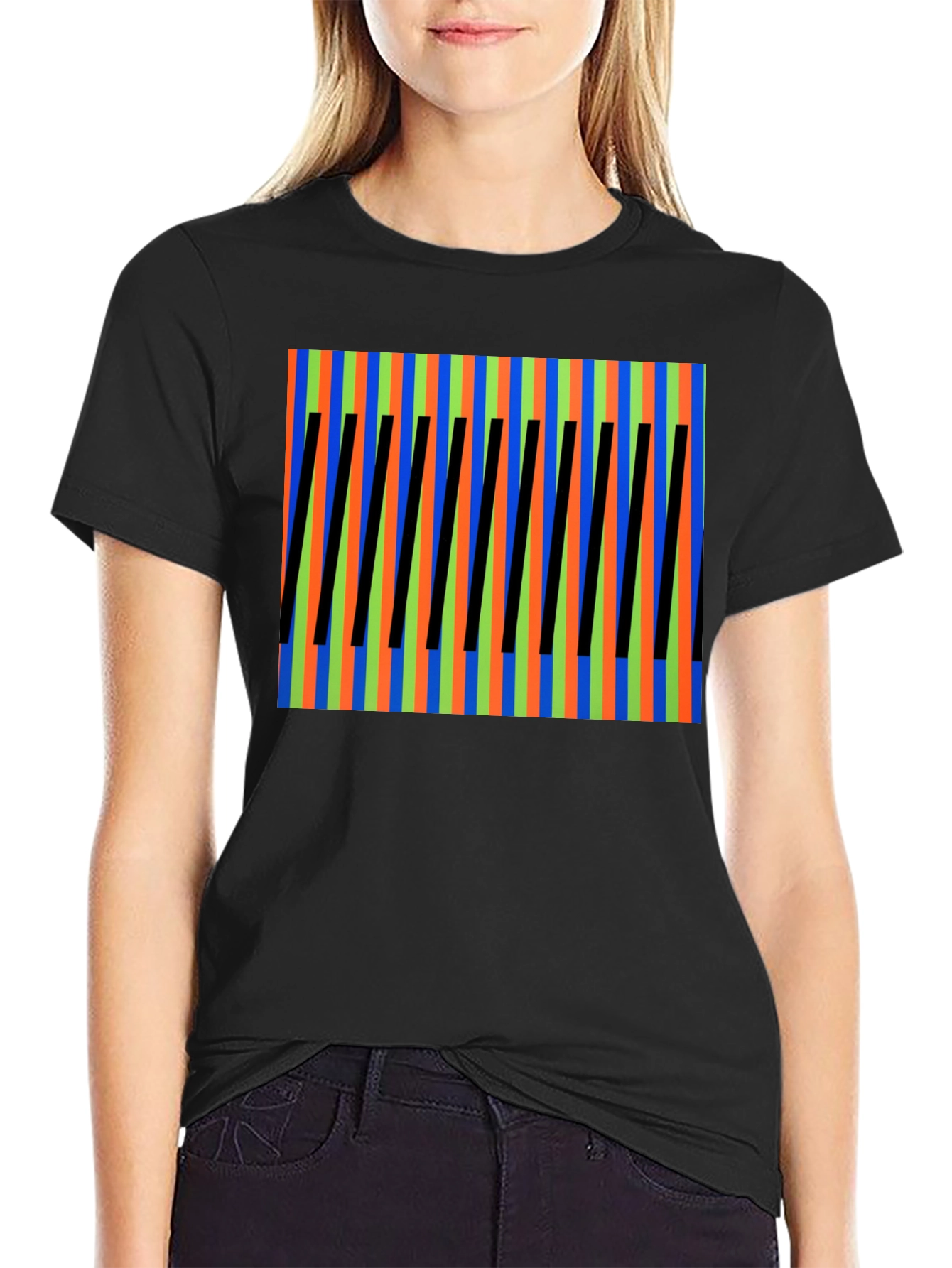 Black Abstract Pattern Tee - Bold Colors, Unique Design view 2