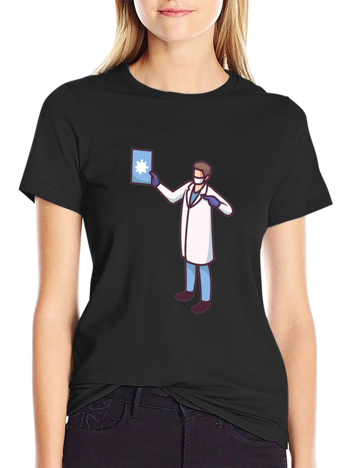 Black Doctor Graphic Black T-Shirt - Novelty COVID Design view 2