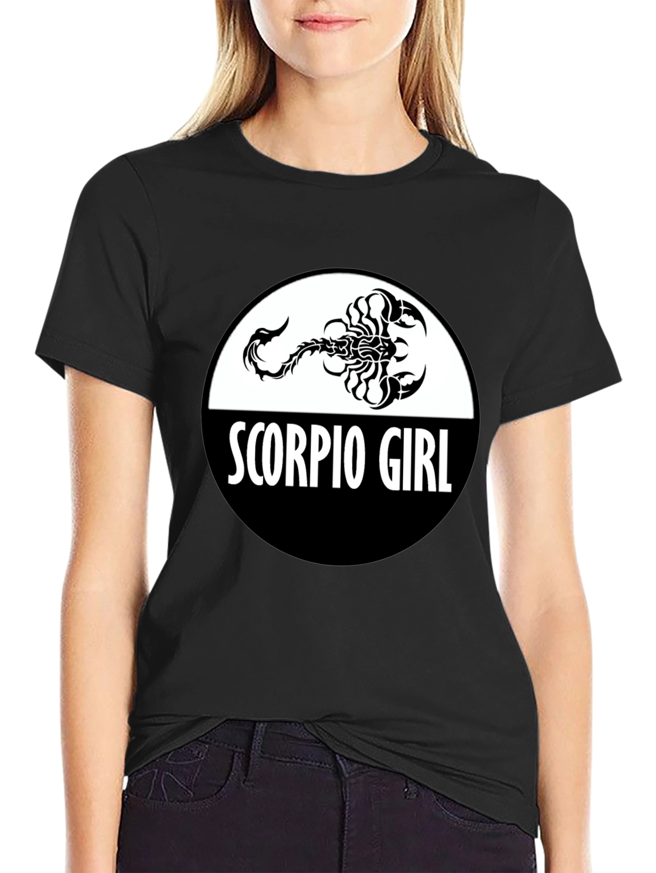 Black Scorpio Girl Zodiac Sign T-Shirt - Black view 2