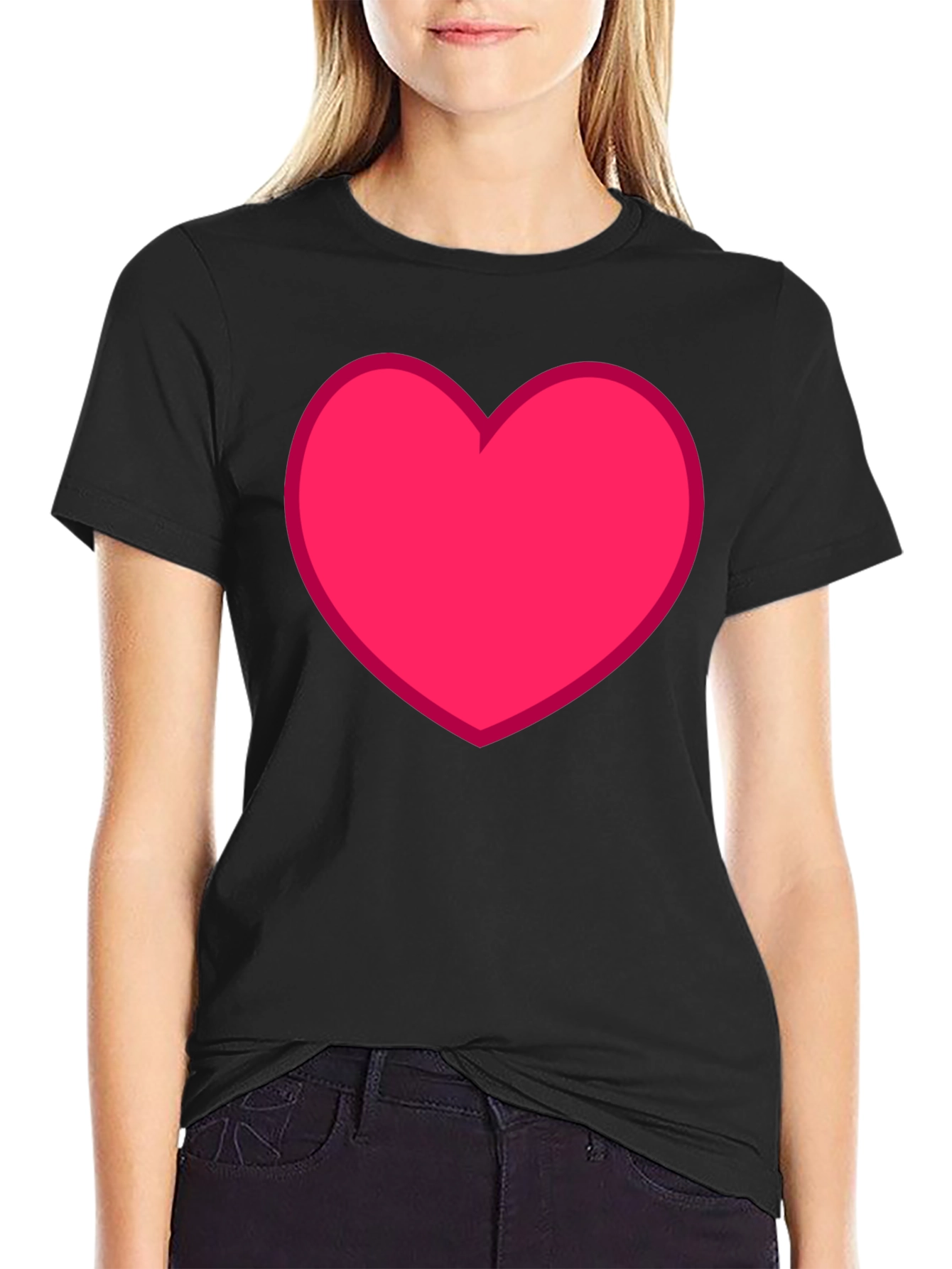 Black Heart Graphic Tee - Black Casual Cotton T-Shirt view 2