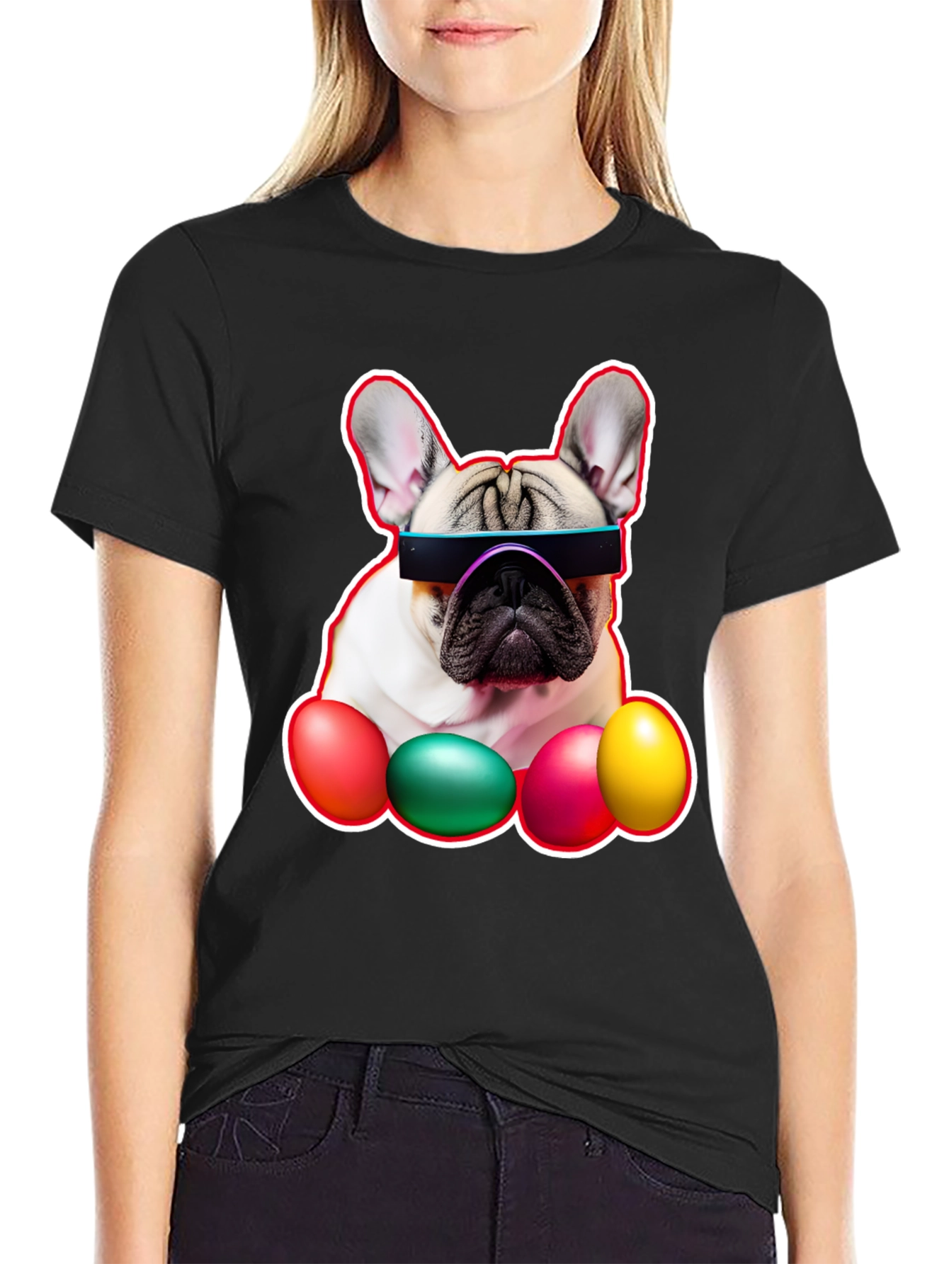 Camiseta Bulldog Francés con Huevos de Pascua