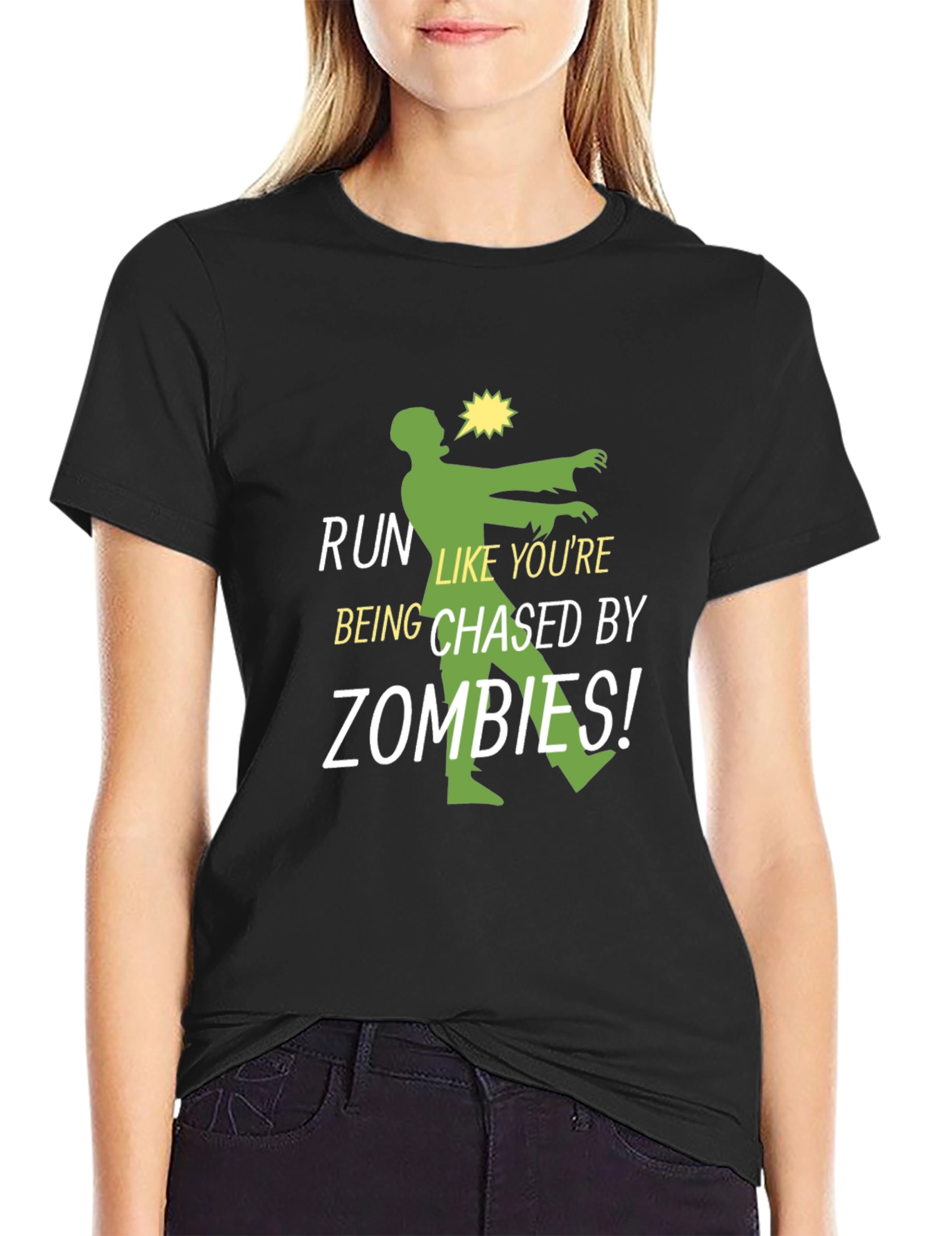 Black Run Like You're Chased By Zombies T-Shirt view 2