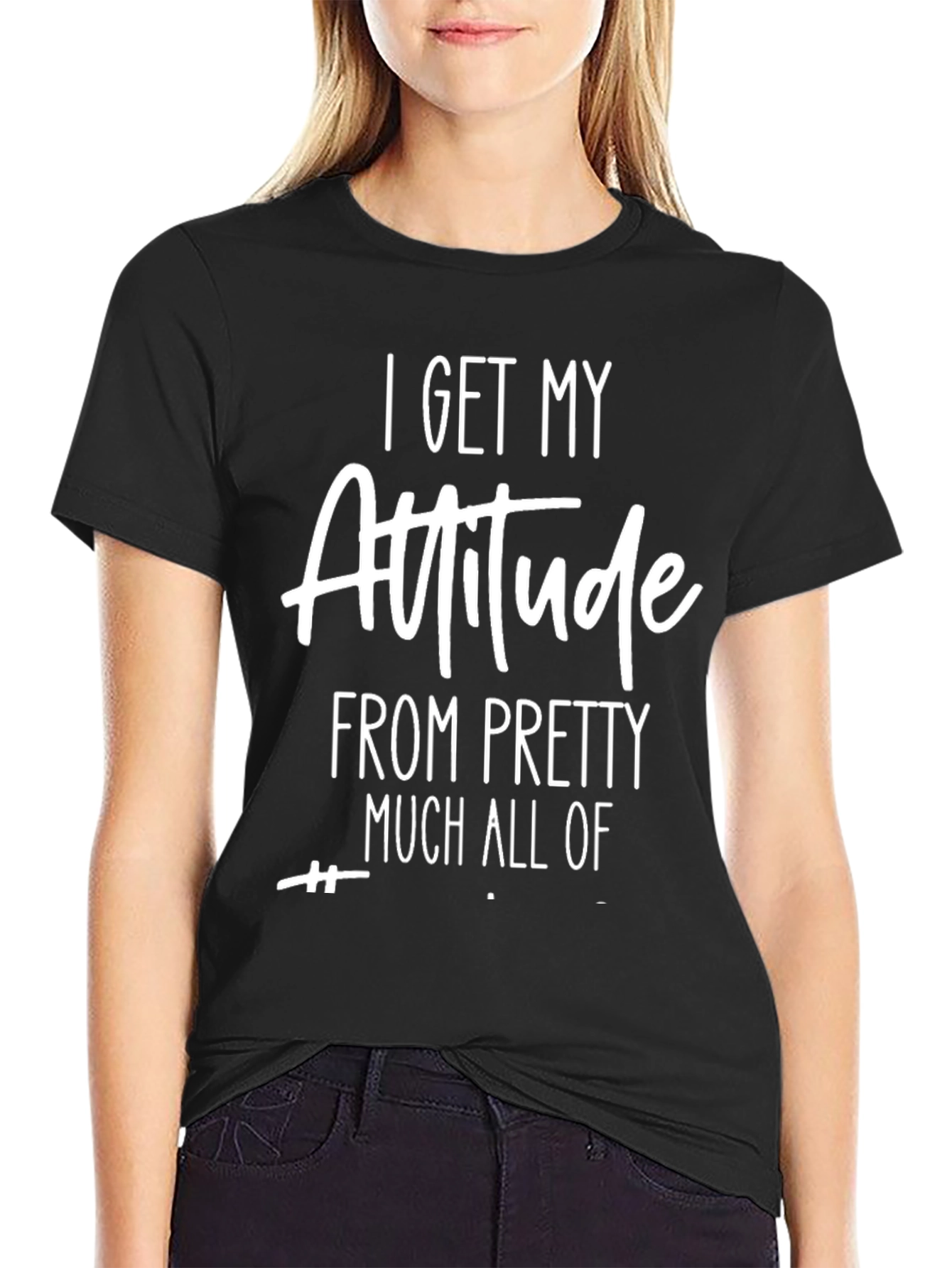 Black Attitude Graphic Tee - Funny Statement Shirt view 2