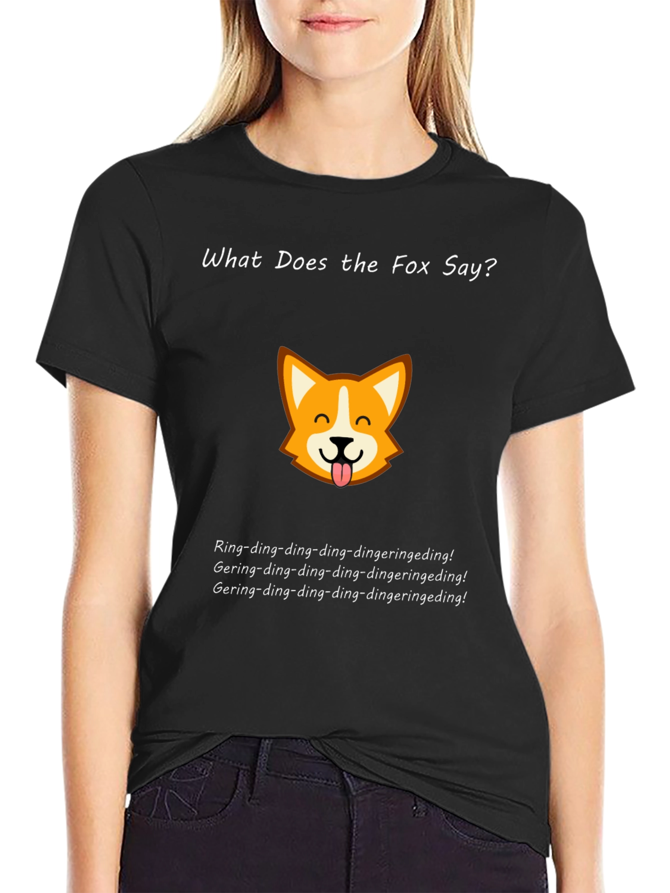 Black What Does the Fox Say Black T-Shirt view 2
