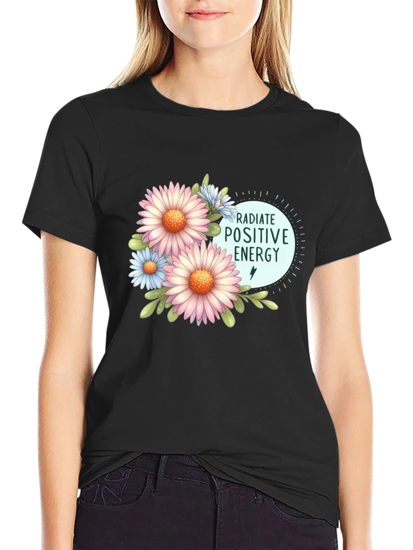 Black Radiate Positive Energy Floral T-Shirt view 2